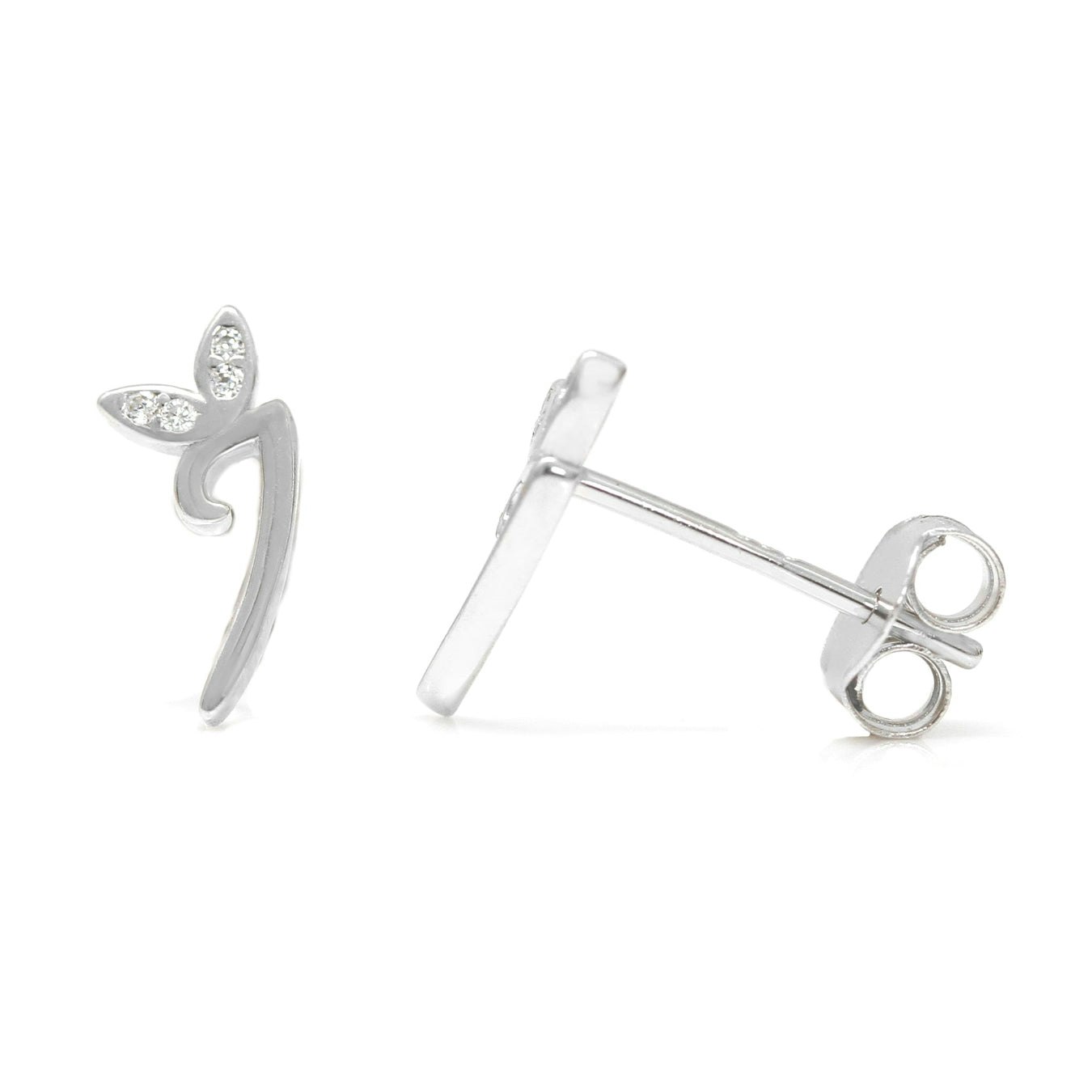 Say It With Silver Winged Initial Earrings - Sterling - I