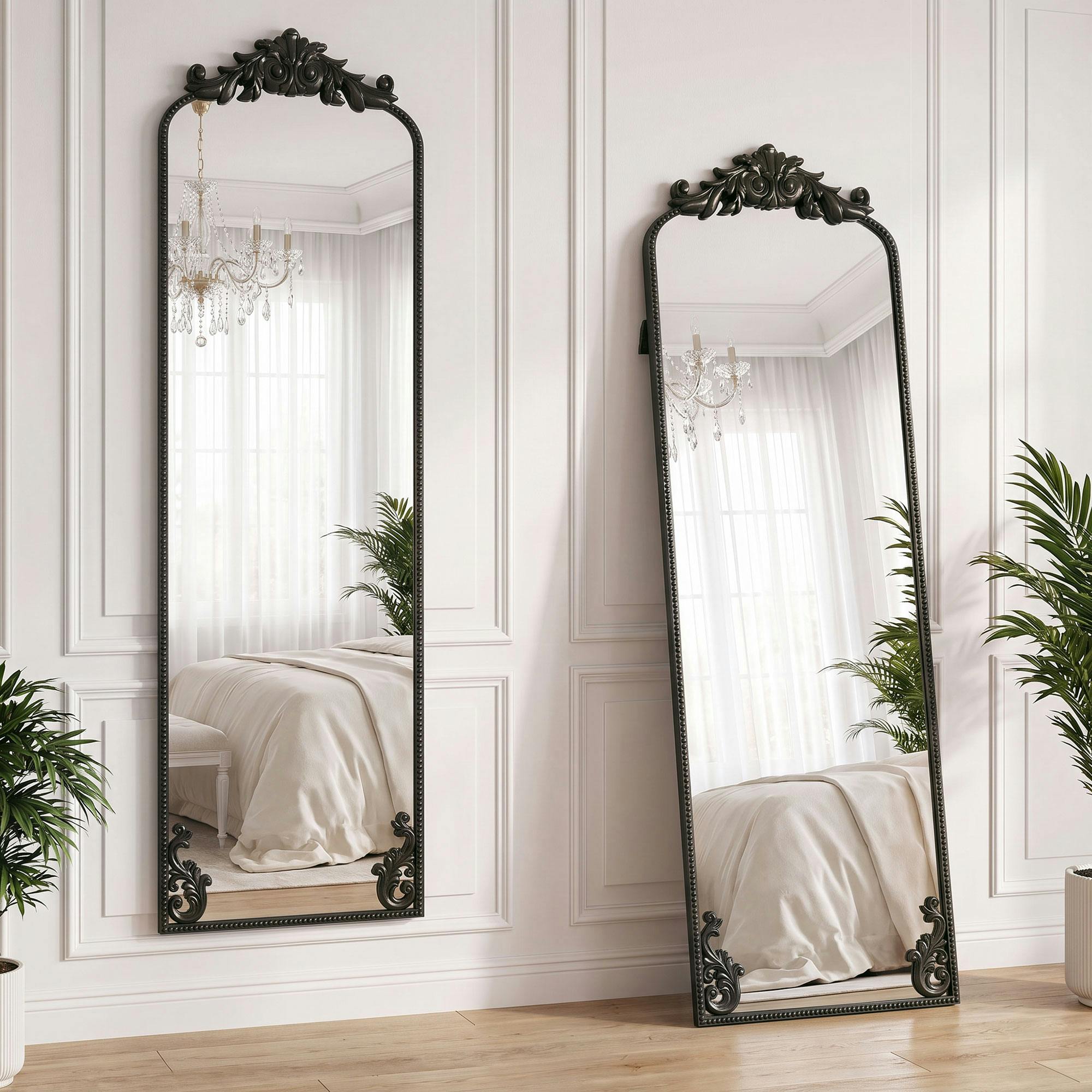 Rackhams Black 50 X 160 Cm Floor Mirror With Metal Frame,