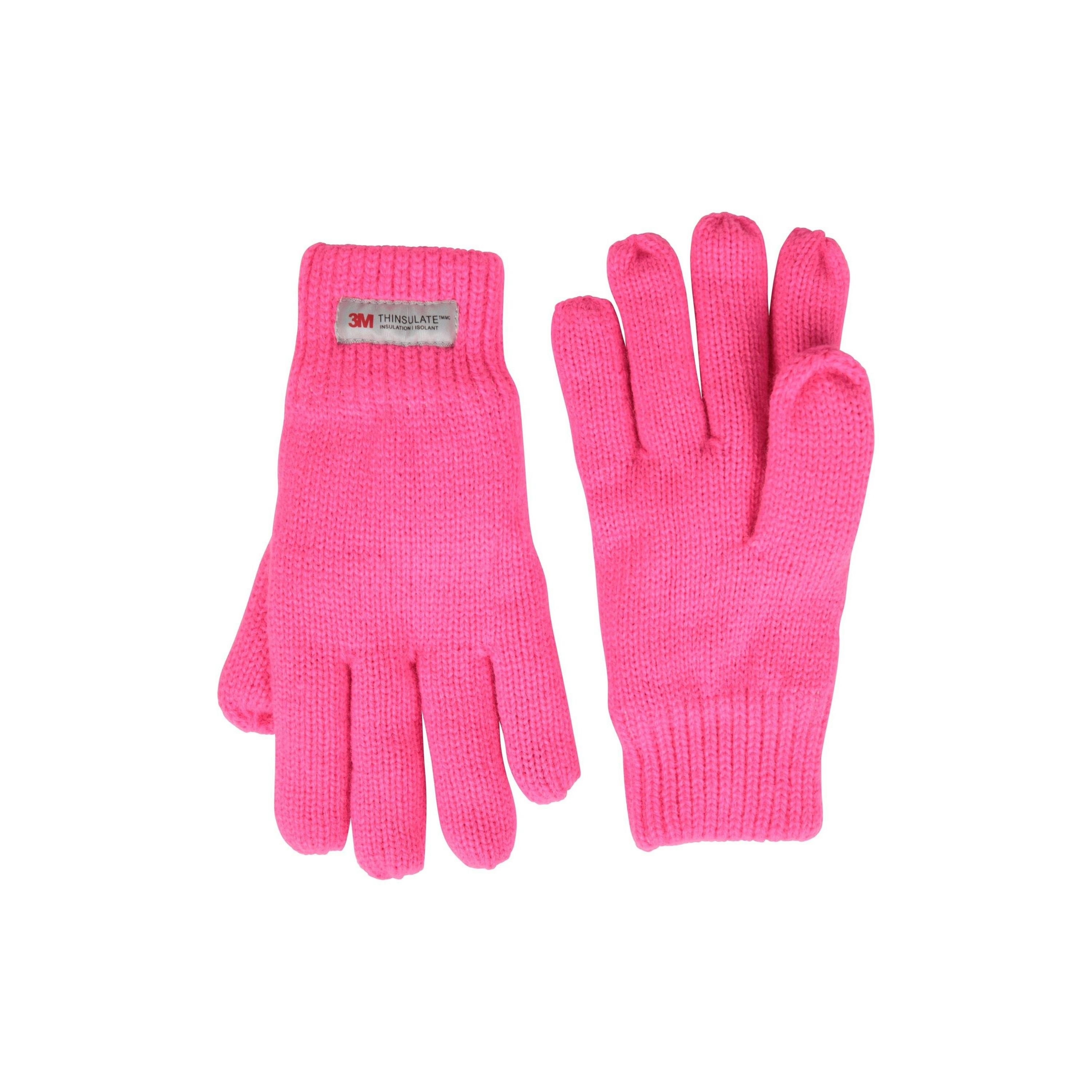 Mountain Warehouse Pink Childrens Thermal Thinsulate Knitted Gloves - Bright - Bright - M-L - 98% Acrylic/1% Elastodiene/1% Polyester