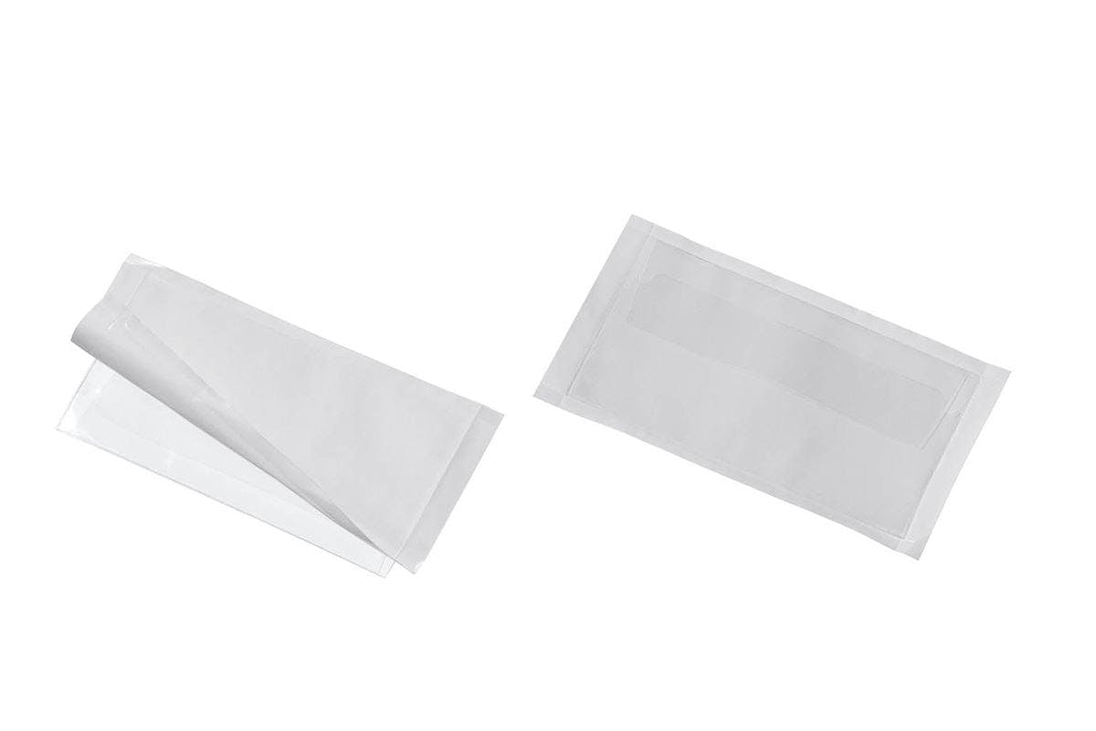 Rackhams Pocketfix Plus Adhesive Flap Pocket Label Sleeve | 10 Pack | 90 X 57Mm