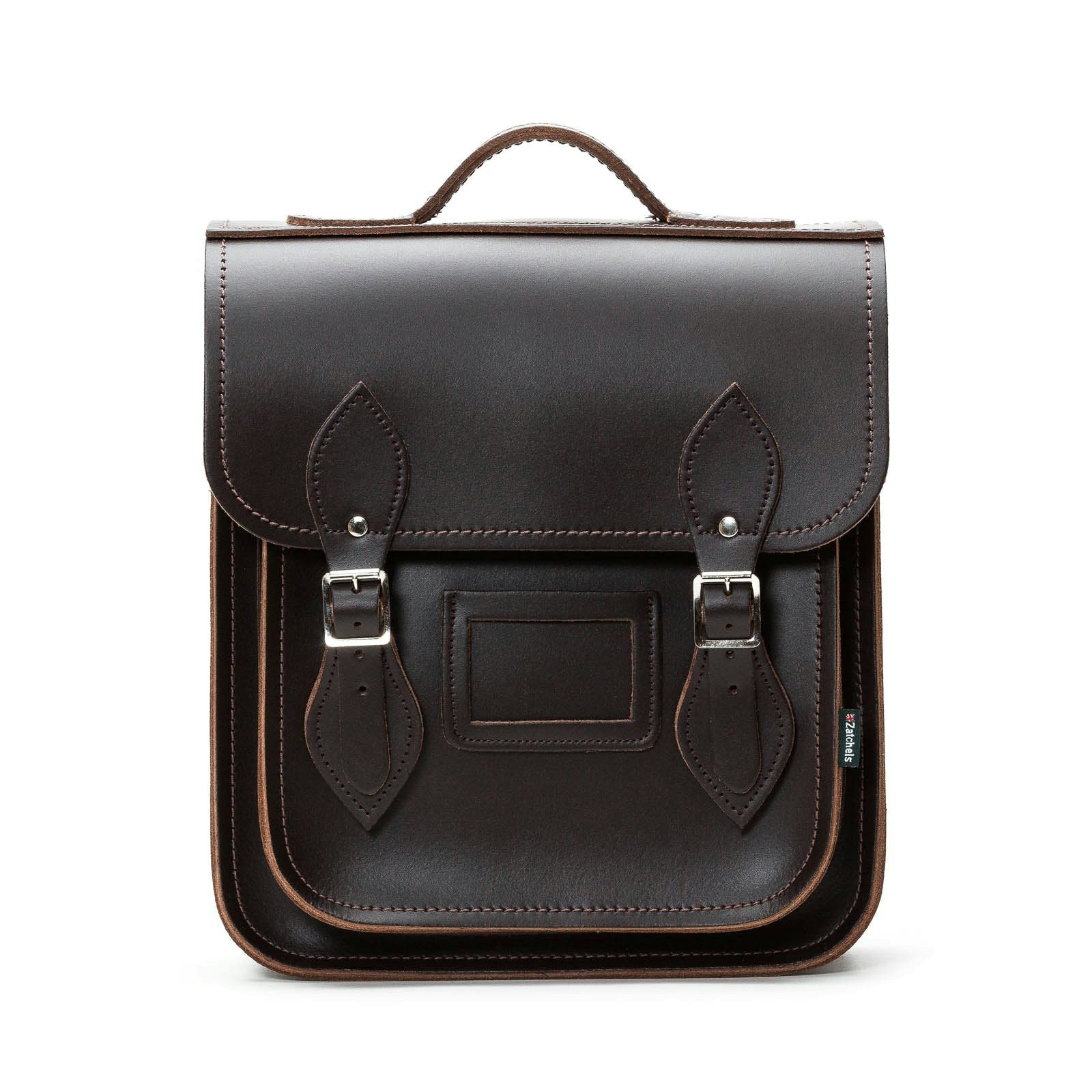 Zatchels Dark/Brown Handmade Leather City Backpack - Small