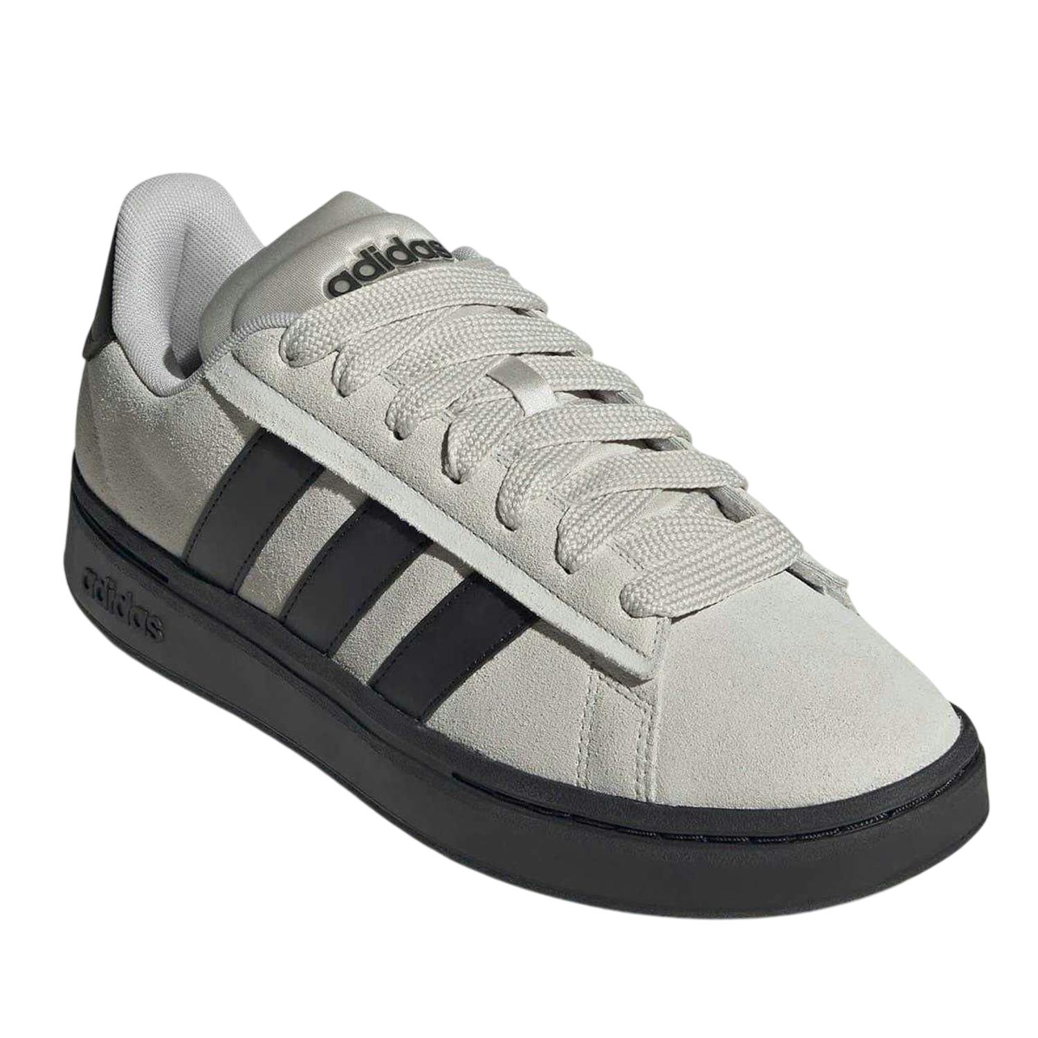 Adidas Men's Grey/Black Grand Court 3 Stripes Suede Trainers - 5 Uk - 100% Mixed