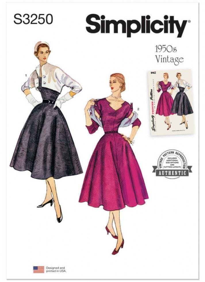 Simplicity Women's Sewing Pattern 3250, Dresses, Jackets, Vintage Style For N5 (10-12-14-16-18) - Intermediate - Y5 (18-20-22-24-26)