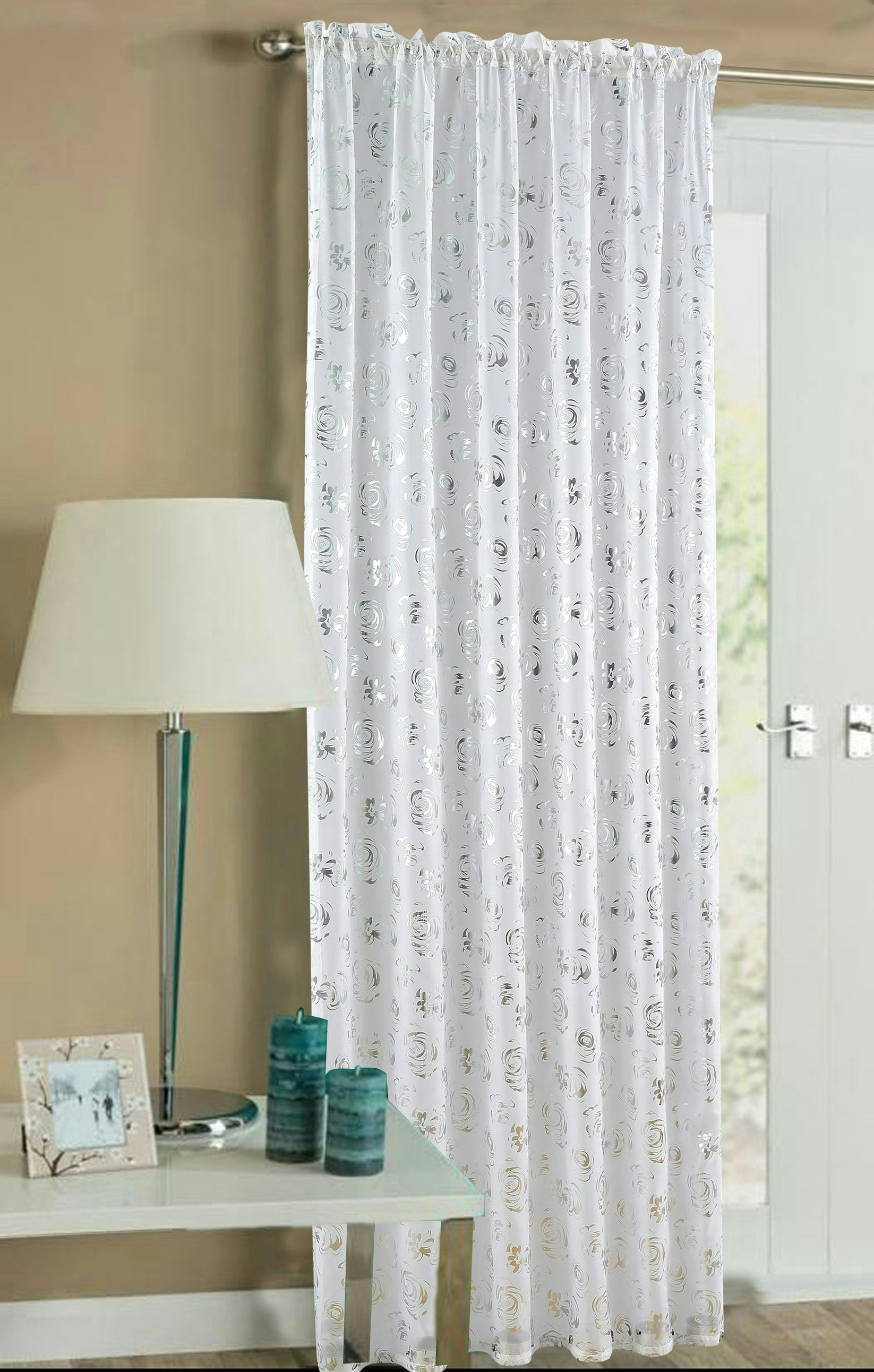Rackhams White Geneva Slot Top Voile Panel - 150Cm X 137Cm