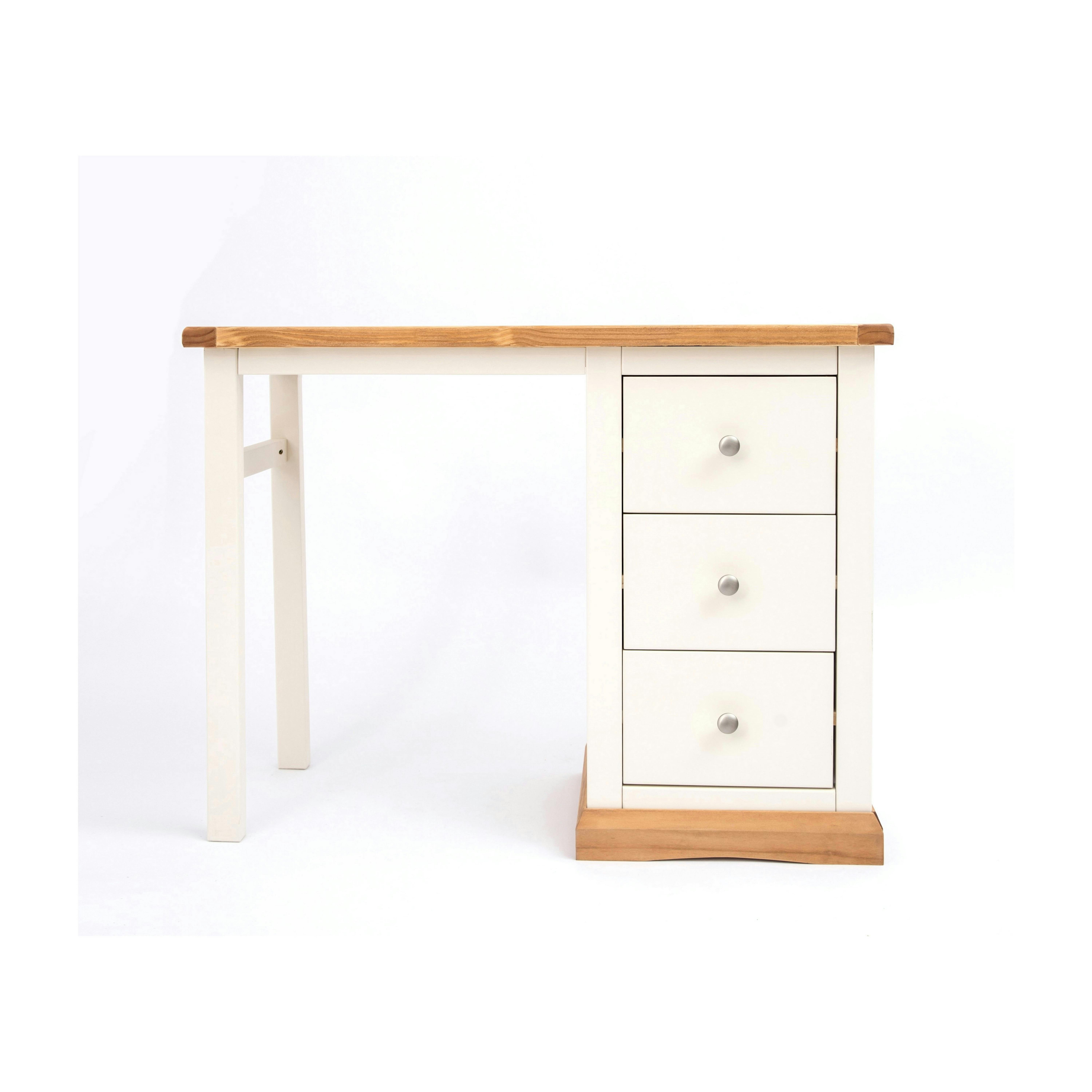 Cabinet Bits White Trevi 3 Drawer Desk - Dressing Table Chrome Knob - Off
