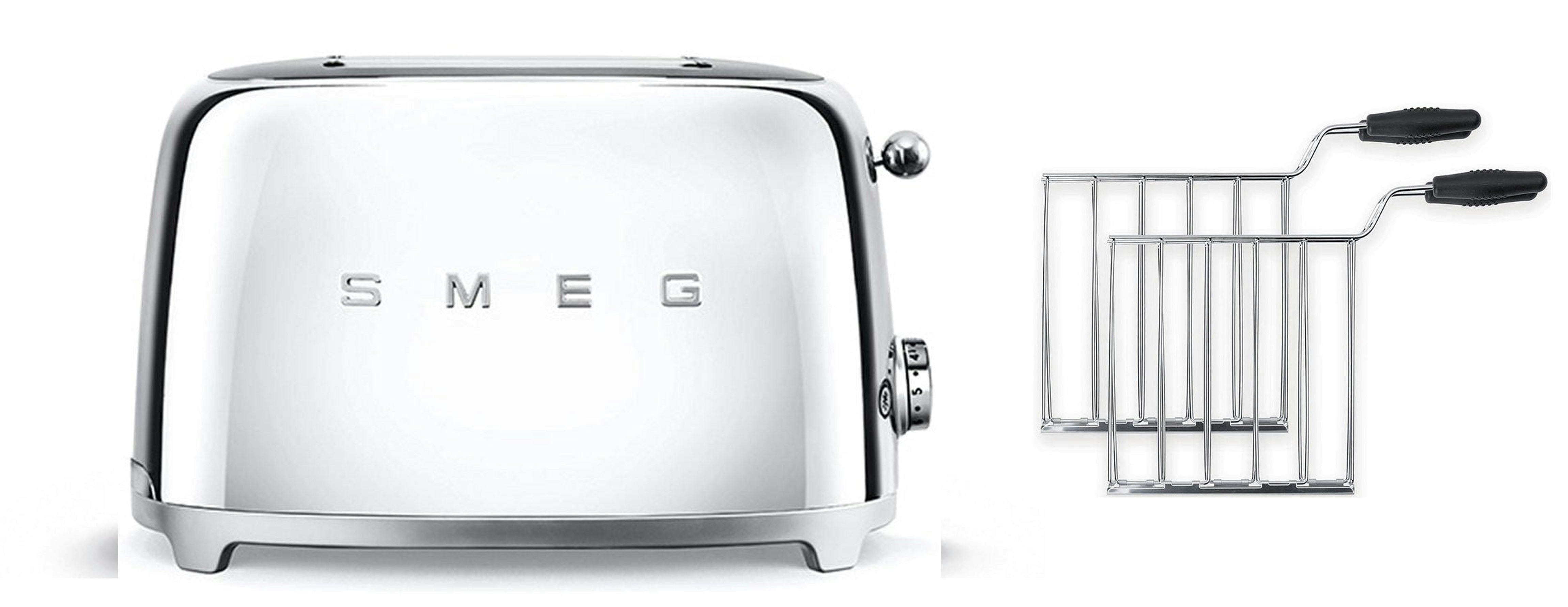 Smeg Tsf01 2 Slice Toaster + Tssr01 2-Sandwich Racks Bundle - Stainless Steel