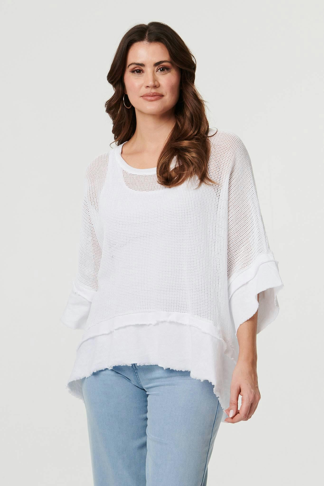 Izabel London Black Semi Sheer Mesh Relaxed Layered Top - 8