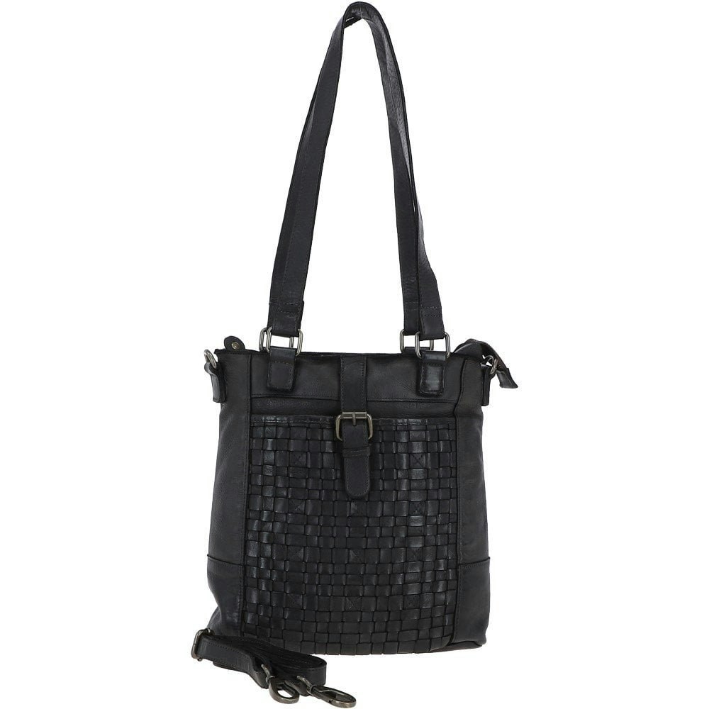 Ashwood Dark/Grey Vintage Woven Leather Bag - One Size - Leather