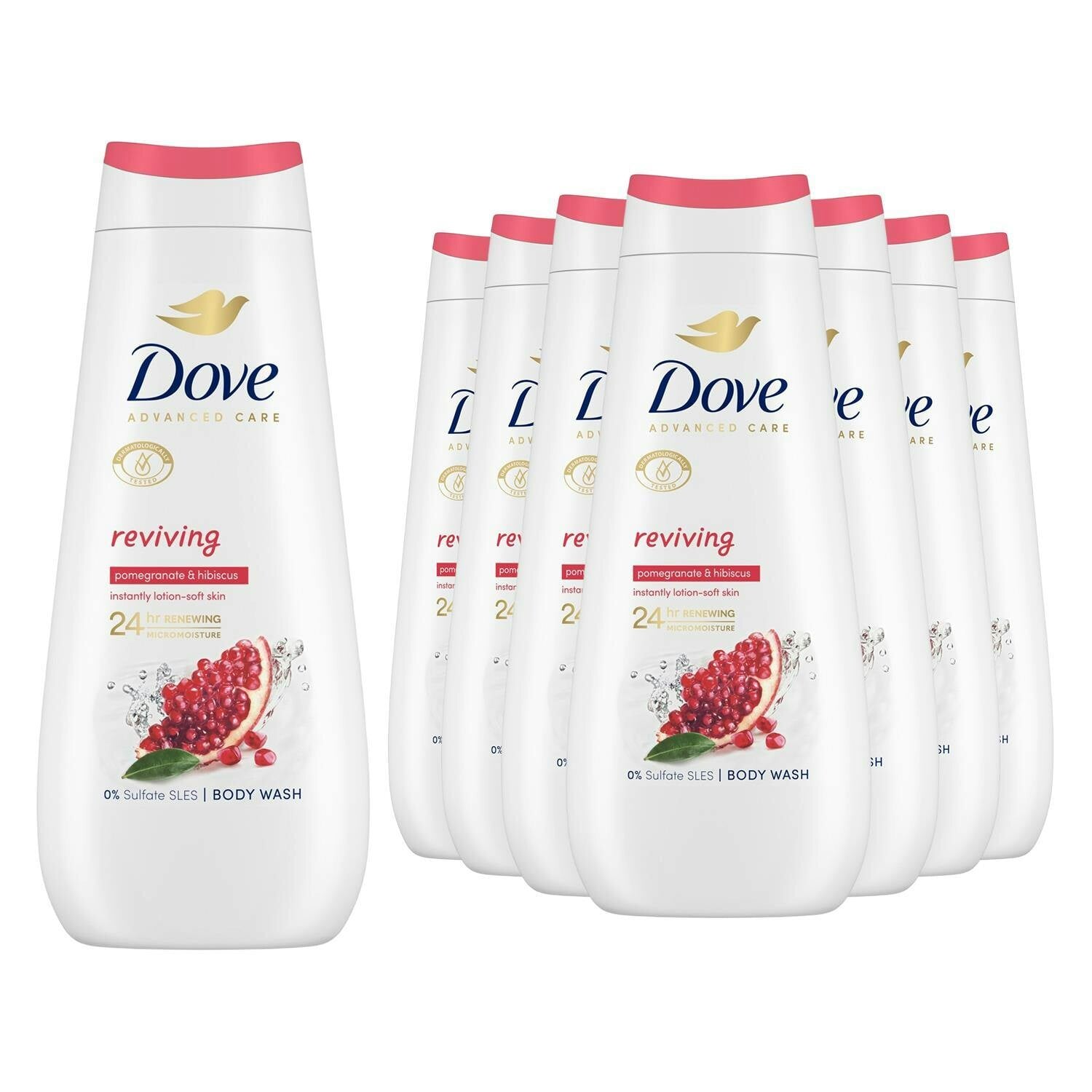 Dove Advanced Care Reviving Body Wash 24H Renewing Micromoisture, 8X400ml