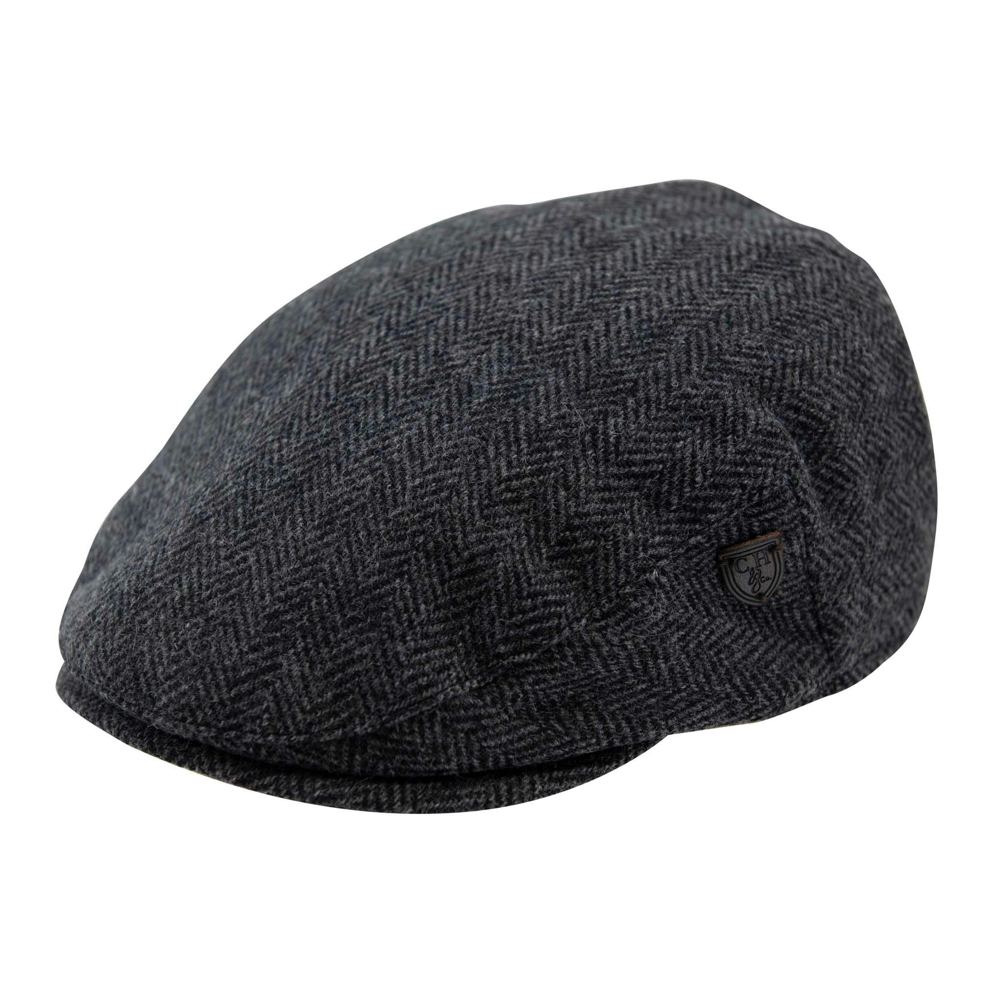 Carlyle Heath & Co. Grey Carlyle Heath Jumbo Herringbone Flat Cap - Small - Herringbone
