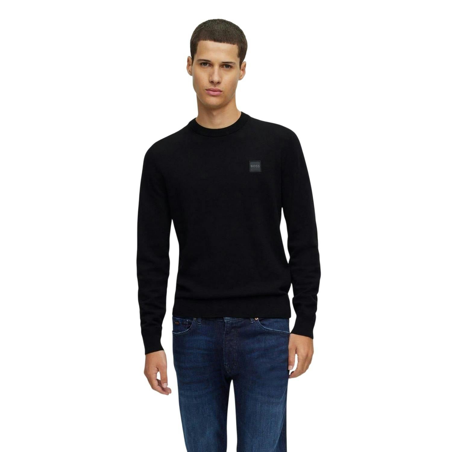 Boss Men's Black Kanovano Crew Neck Jumper - Xxl - 95% Cotton/5% Cashmere