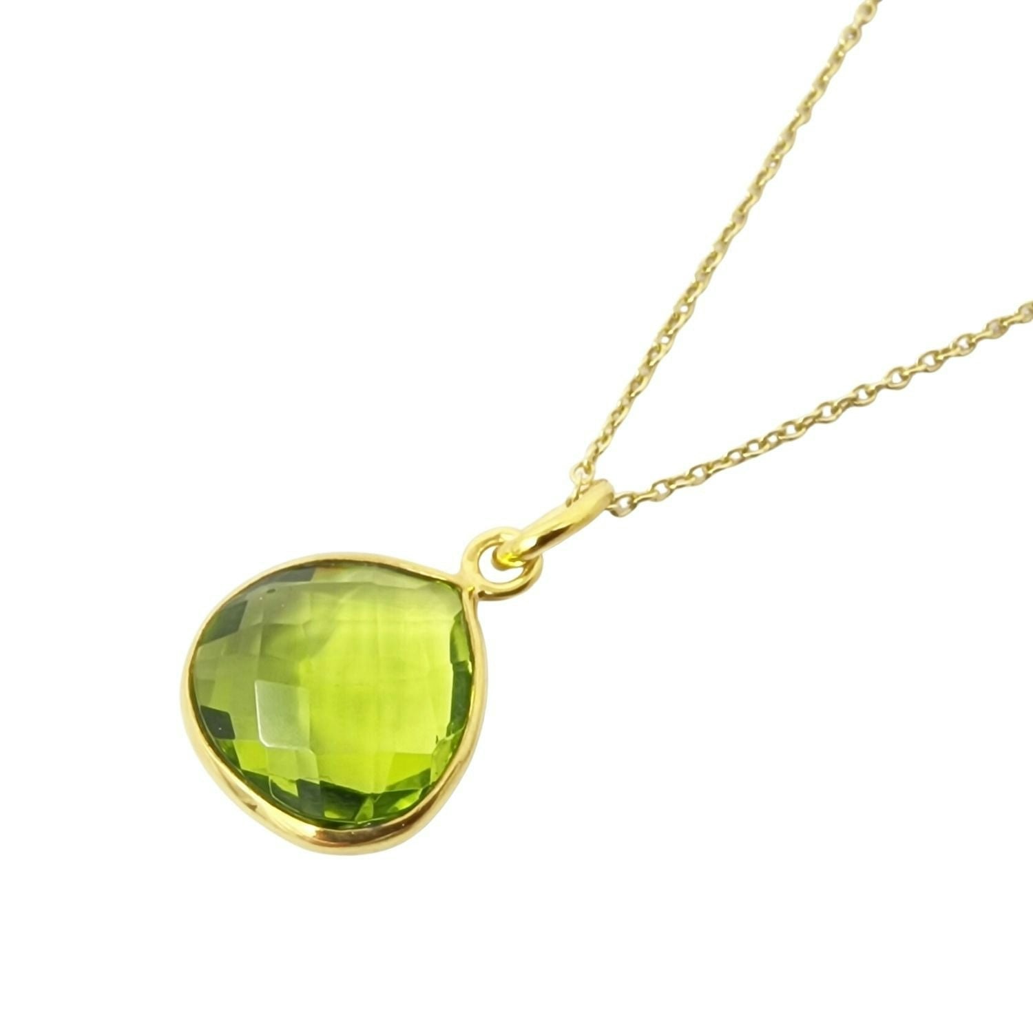 Harfi Women's Gold 18Ct Vermeil Peridot August Birthstone Shiny Glow Necklace