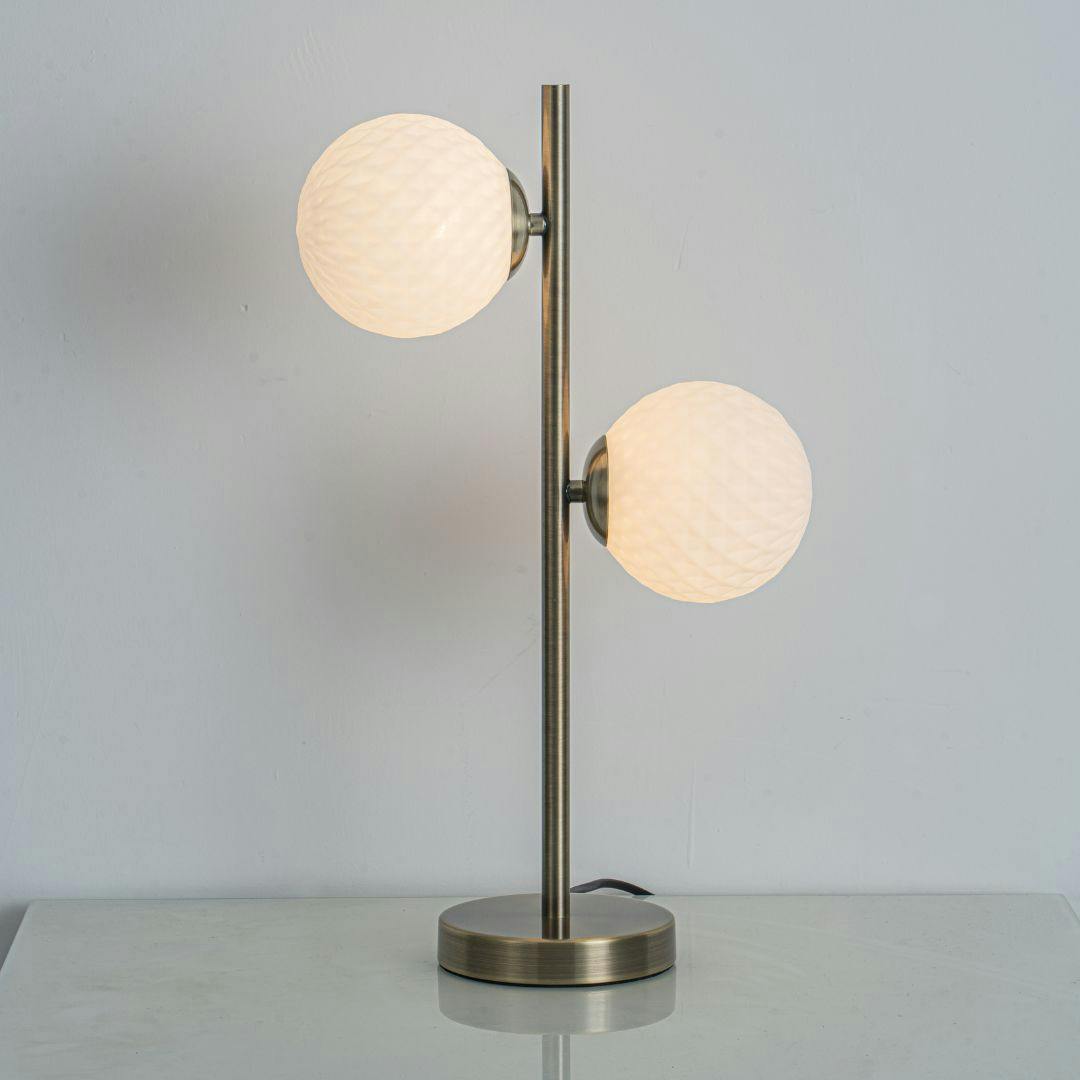 Pagazzi Lighting Light Lior 2 Antique Brass & Glass Table Lamp