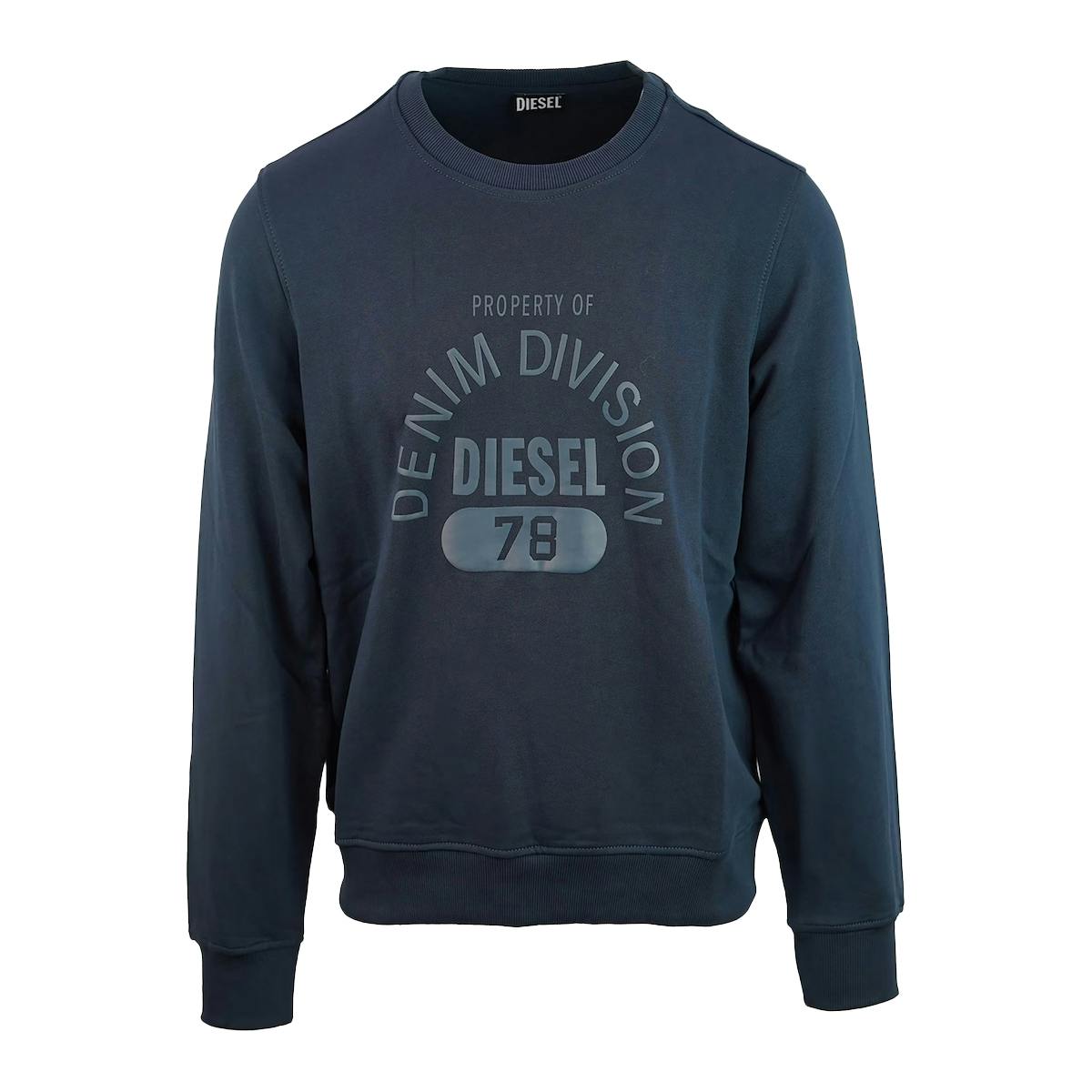 Diesel Men's Blue Division Logo Sweatshirt - Xl - 100% Cotton