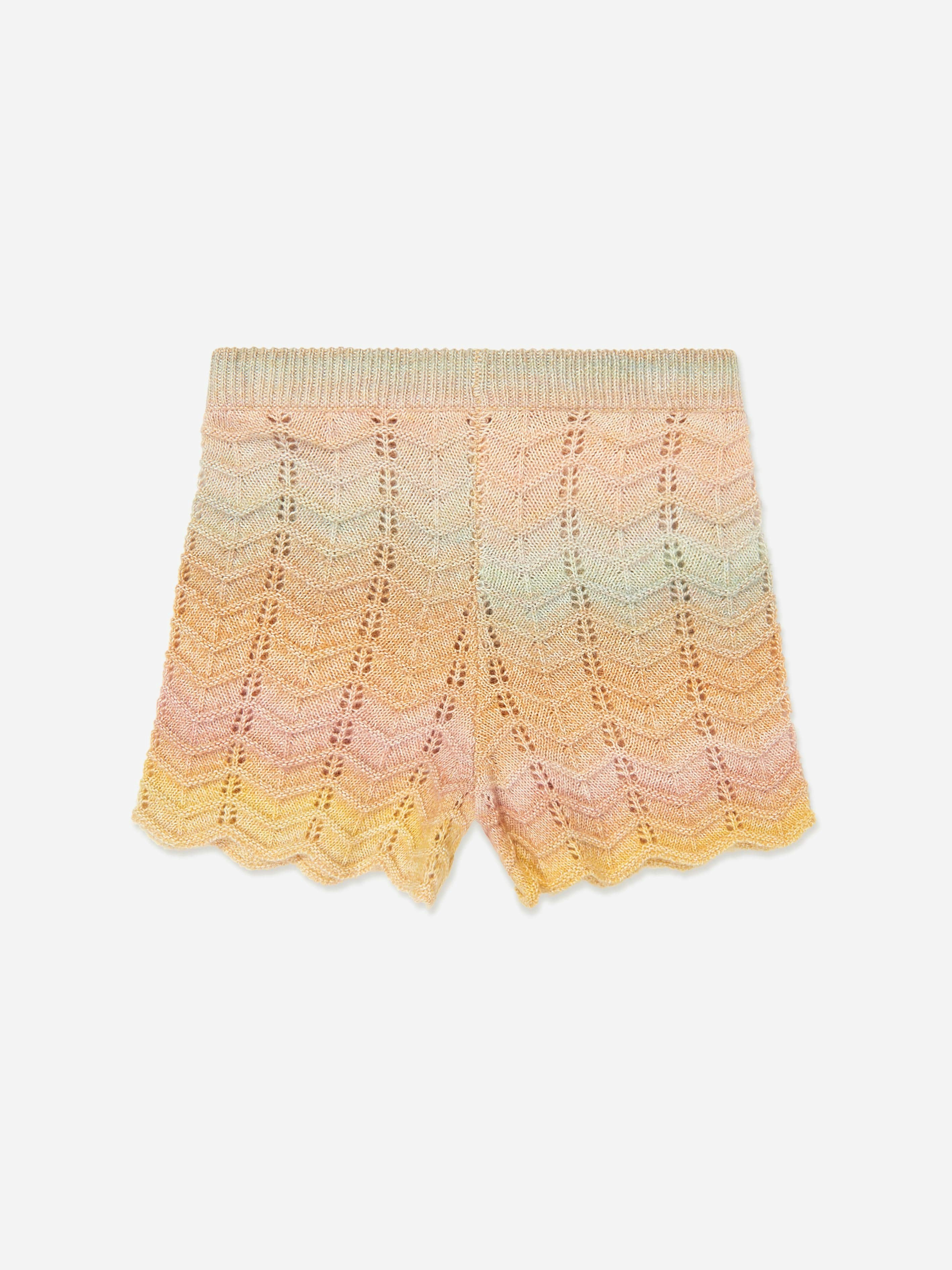 Zimmermann Girls Tallow Chevron Knit Shorts In Multicolour - Multicoloured - 2 Yrs