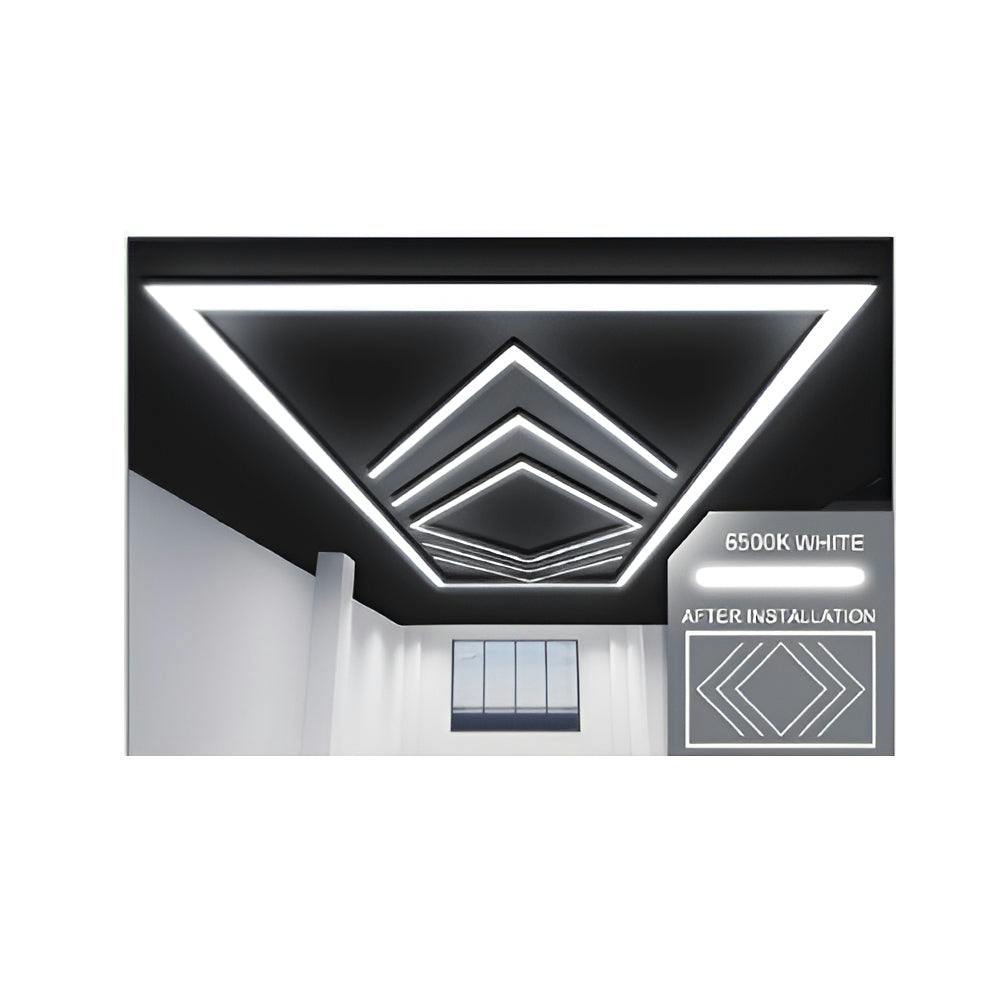 Ener-J Light 432W Designer Led Ceiling With Frame, 4 Arrow Grid With Border, Commercial Interior Ing