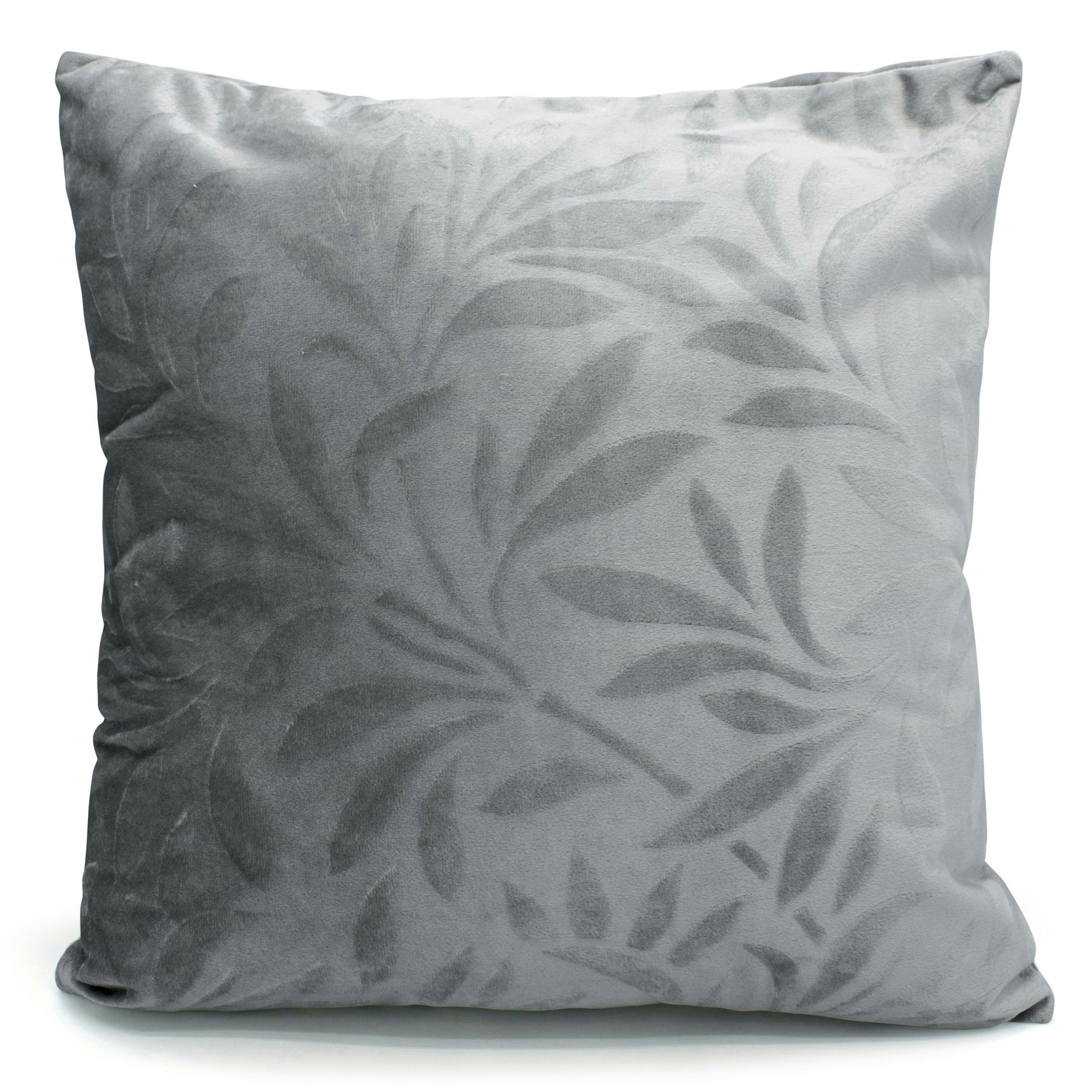Rackhams Silver Soft Touch Velvet Flock Leaf Cushion - 43Cm X 43Cm