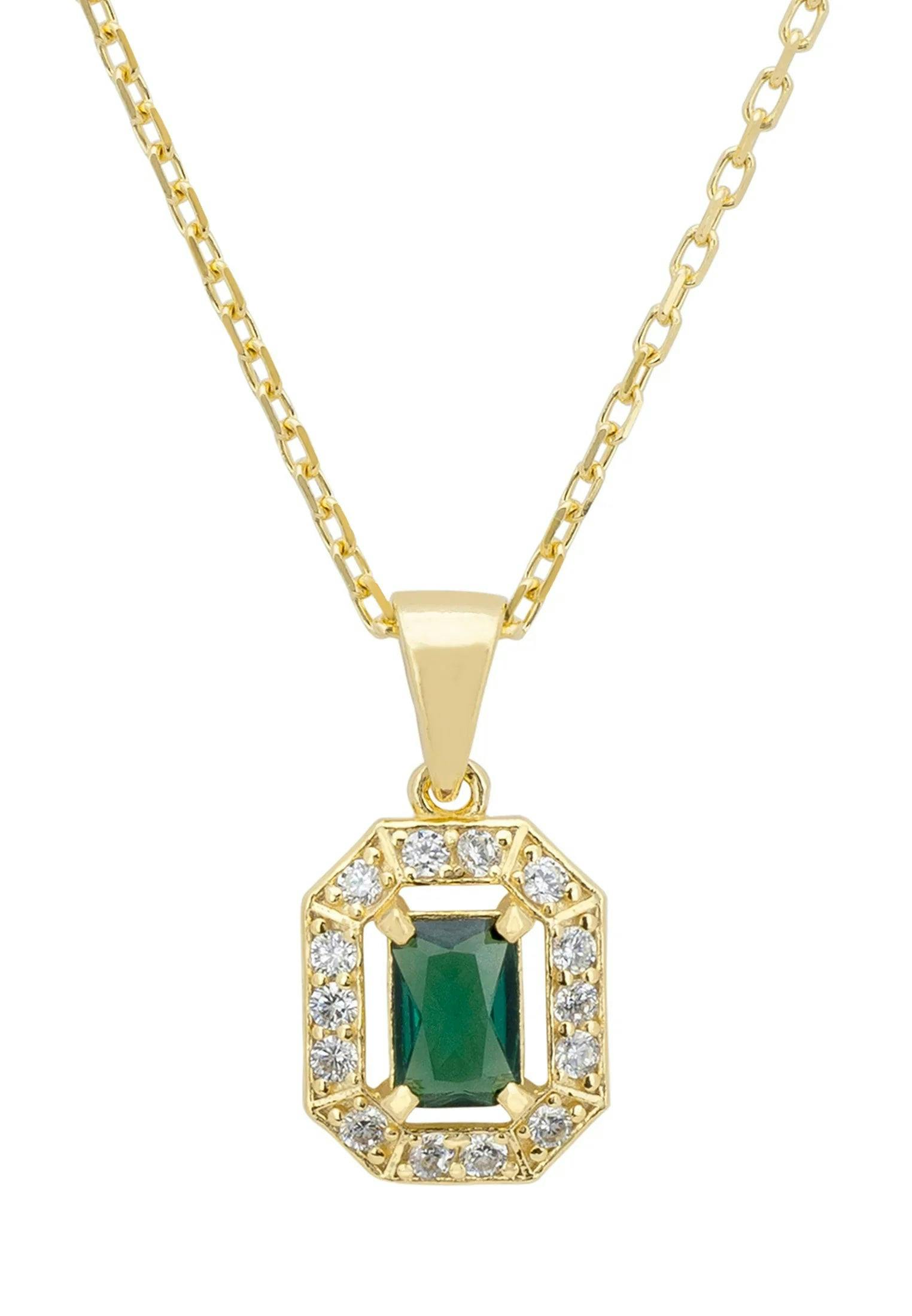 Latelita Gold Whistledown Gemstone Pendant Necklace Emerald