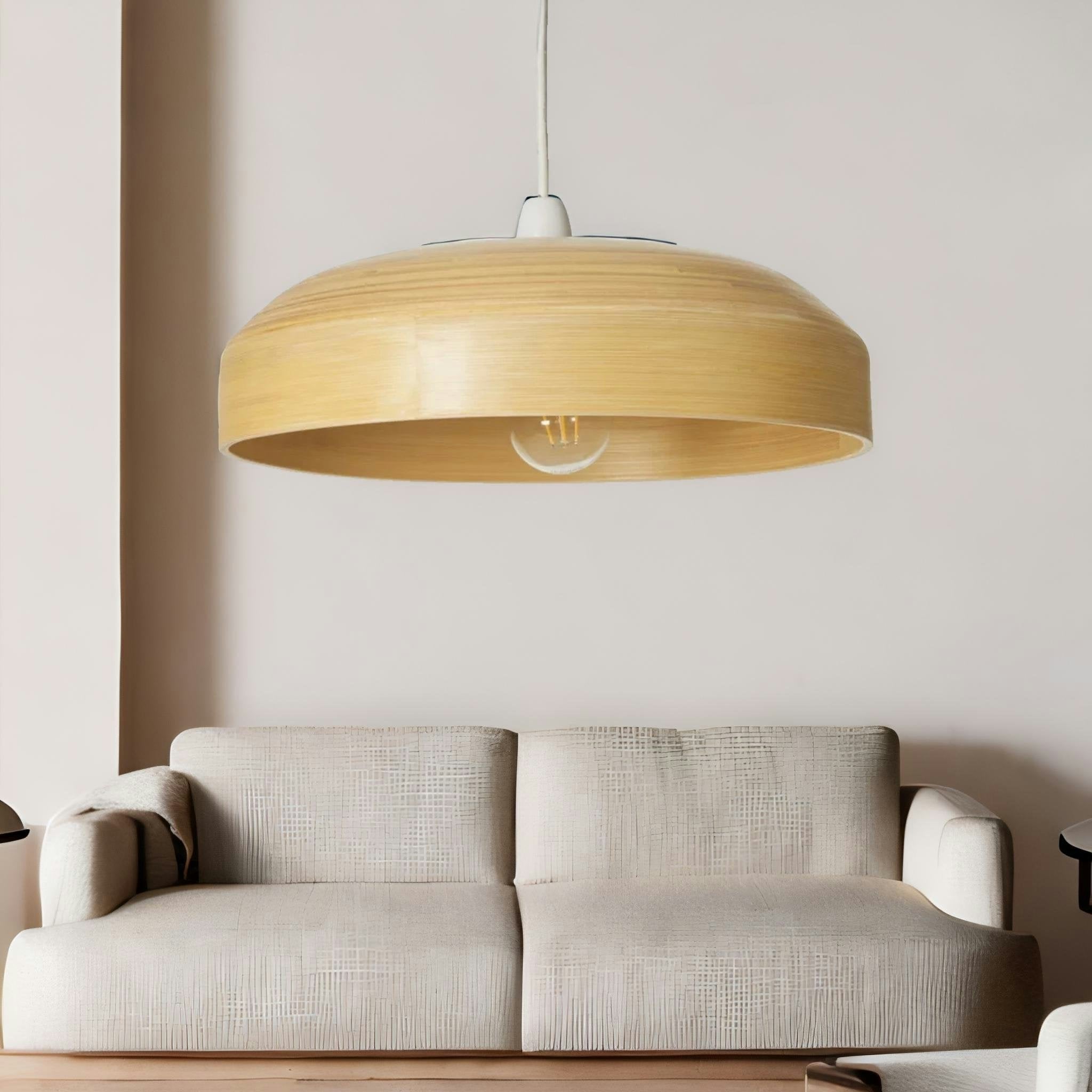 Bmbo Light/Brown Wooden Dome Ceiling Pendant Shade Natural