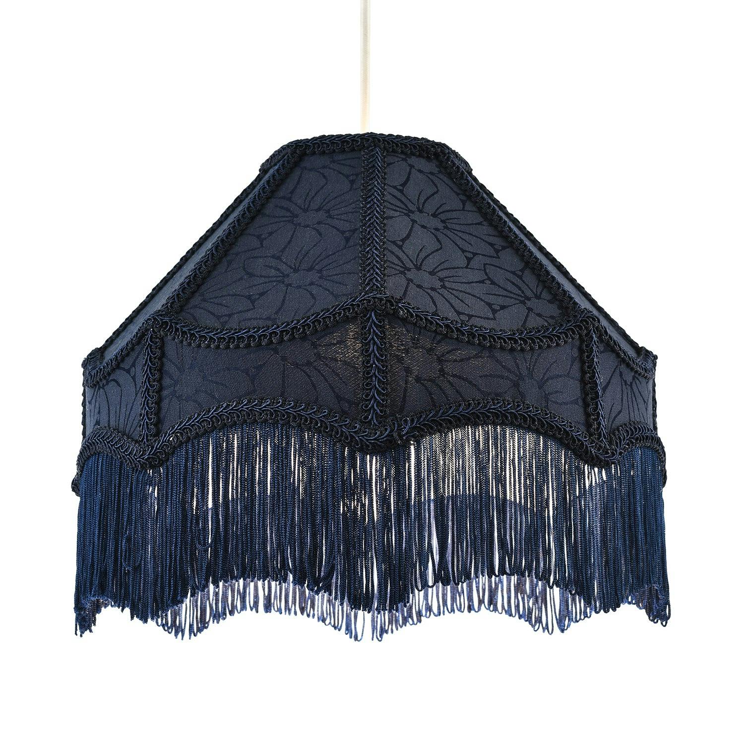 Happy Homewares Blue Classic Victorian Style Empire Pendant Shade In Midnight Fabric