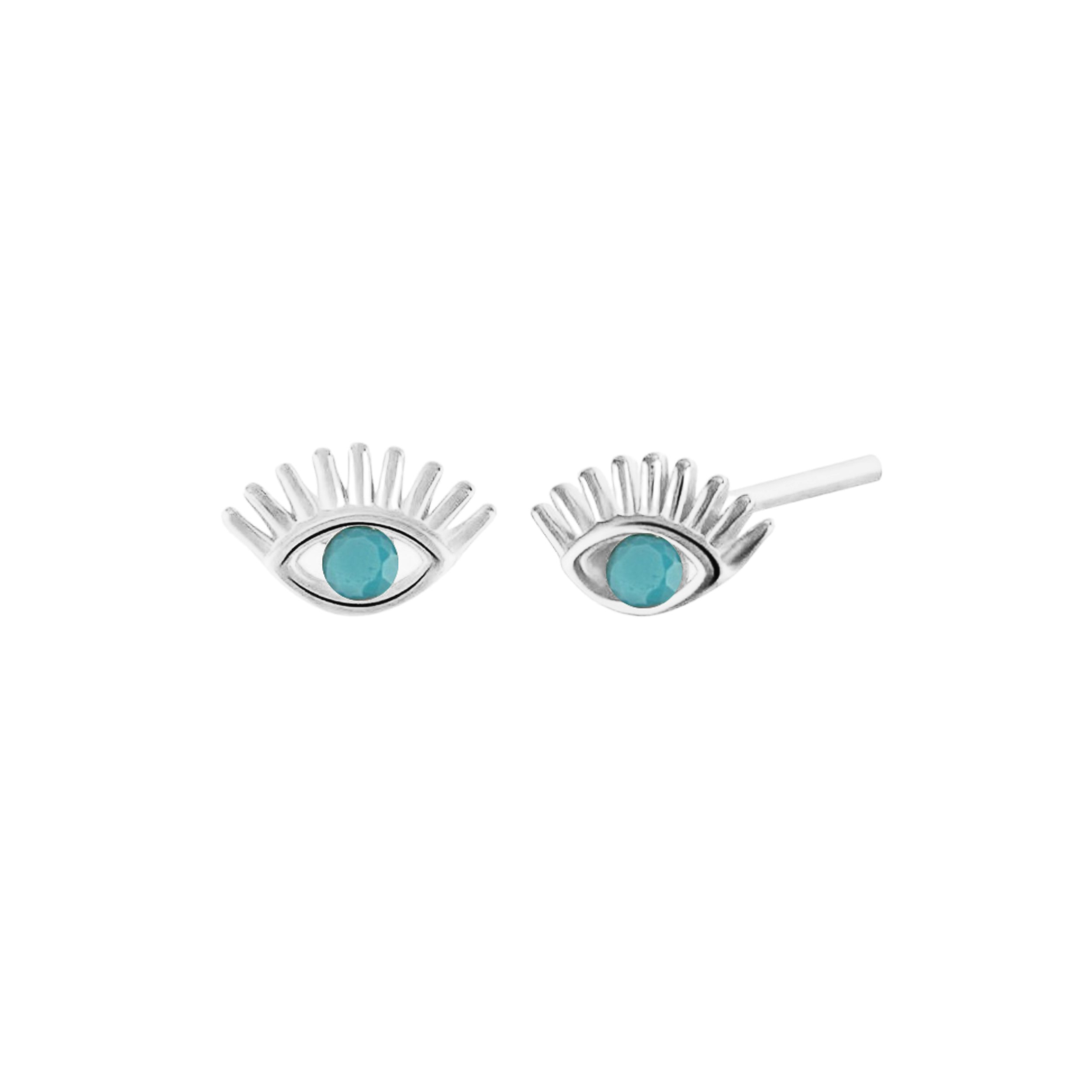 Spero London Turquoise/Silver Bleu Eye Stud Earrings Sterling