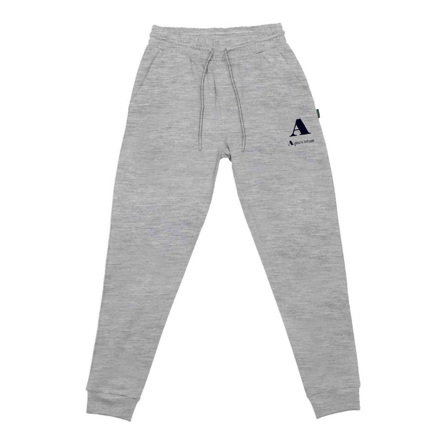 Aquascutum Men's Grey Logo Tapered Leg Slim Joggers - Xl R - 100% Mixed