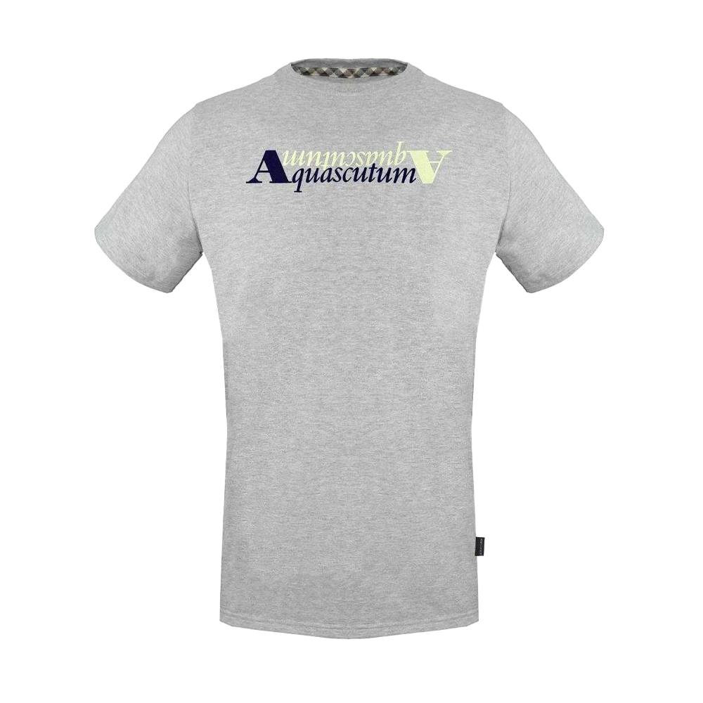 Aquascutum Men's Grey Reflective Logo T-Shirt - S - 95% Cotton/5% Elastane