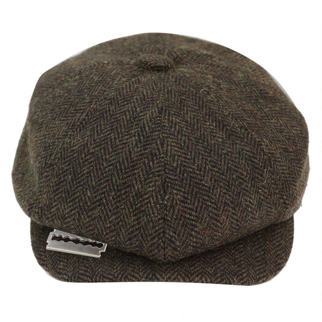 Truclothing Men's Brown Tweed Newsboy Cap Peaky Baker Flat Check Hat - Large