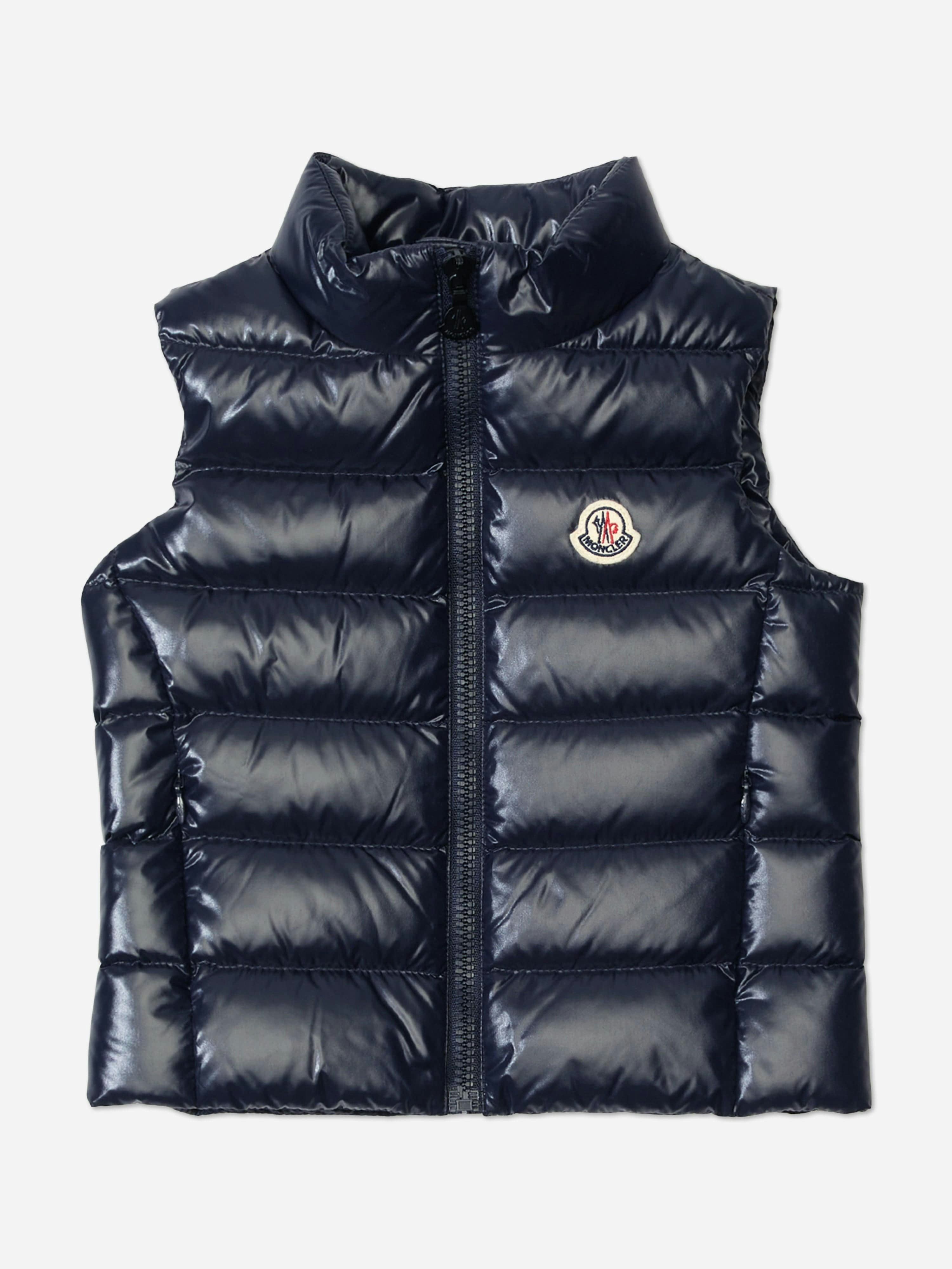 Moncler Enfant Girls Blue Down Padded Ghany Gilet In Navy - 12 Yrs