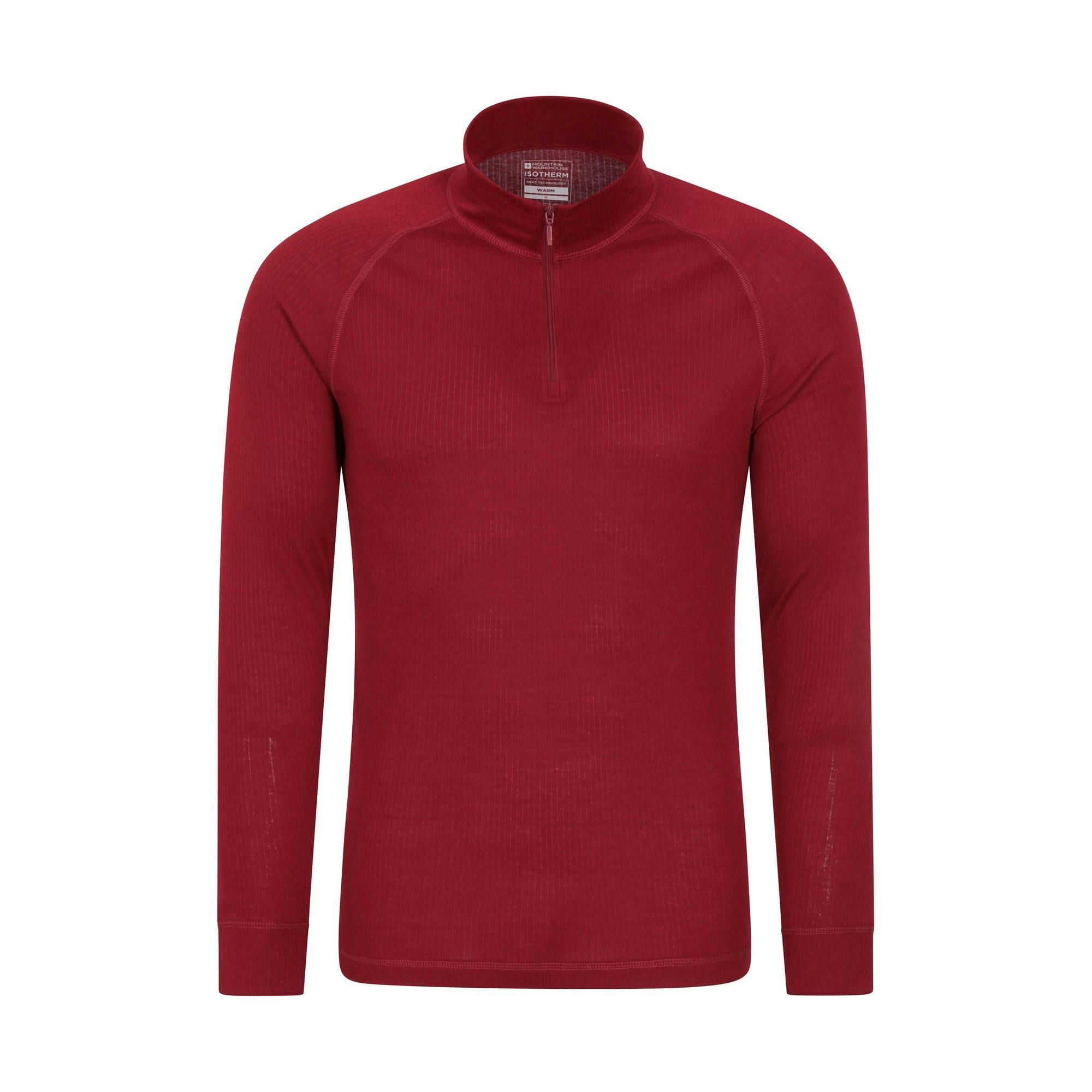 Mountain Warehouse Men's Red Talus Zip Neck Long-Sleeved Thermal Top - Xl - 100% Polyester