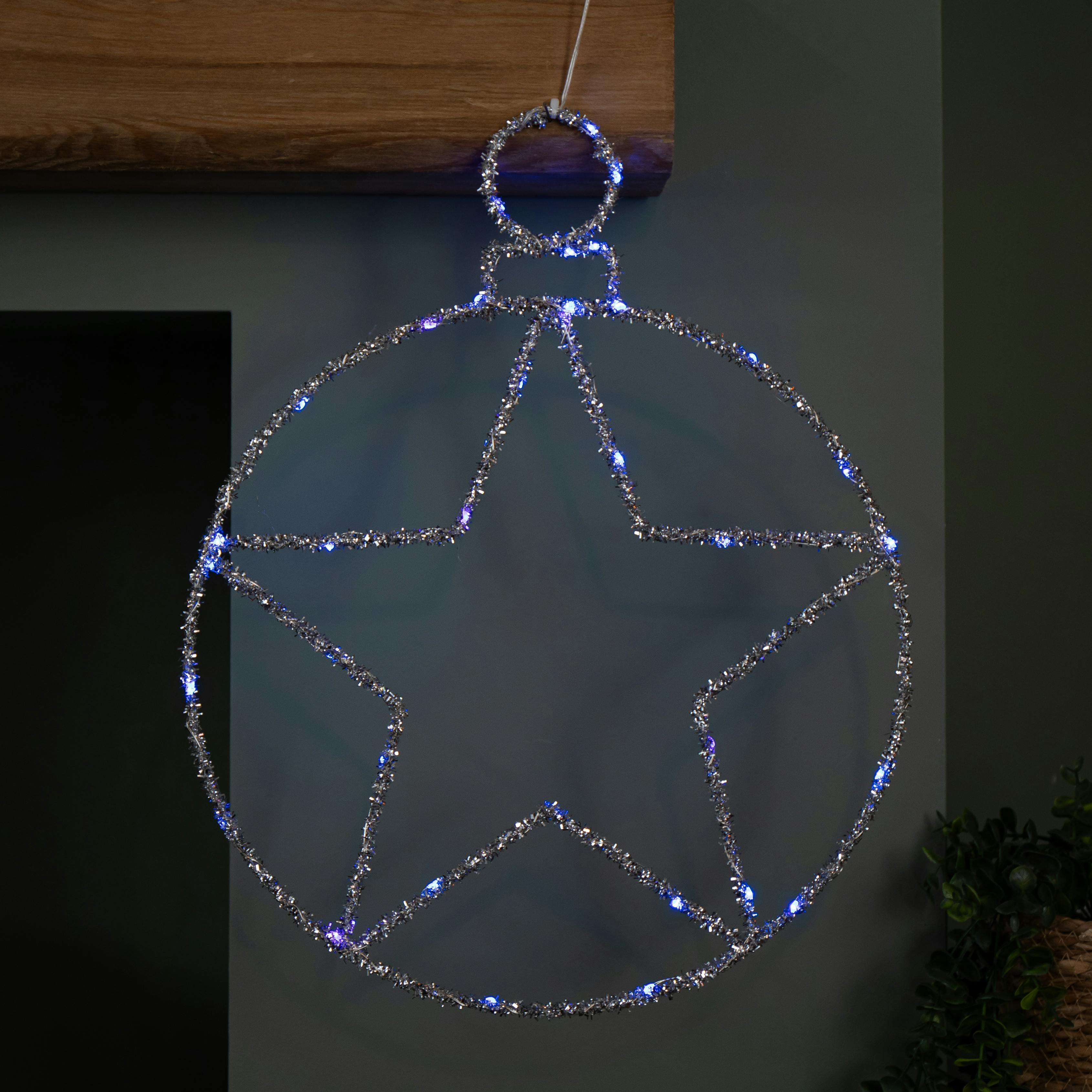 Rackhams Light/Silver/Blue 49Cm Battery Powered Up Christmas Star Ball With Twinkling Leds