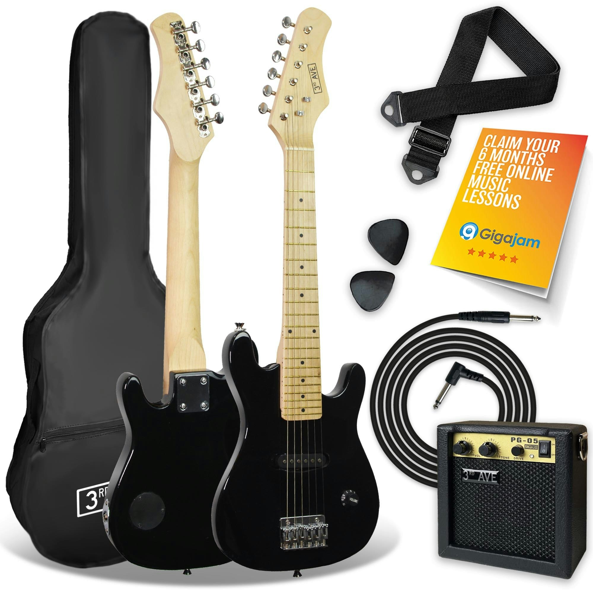 3Rd Avenue Black Junior Electric Guitar Pack