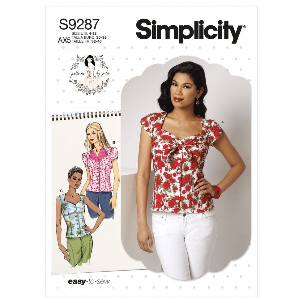 Simplicity Women's Sewing Pattern 9287, Tops, Vintage Style For Ax5 (4-6-8-10-12) - Intermediate - D5 (12-14-16-18-20)