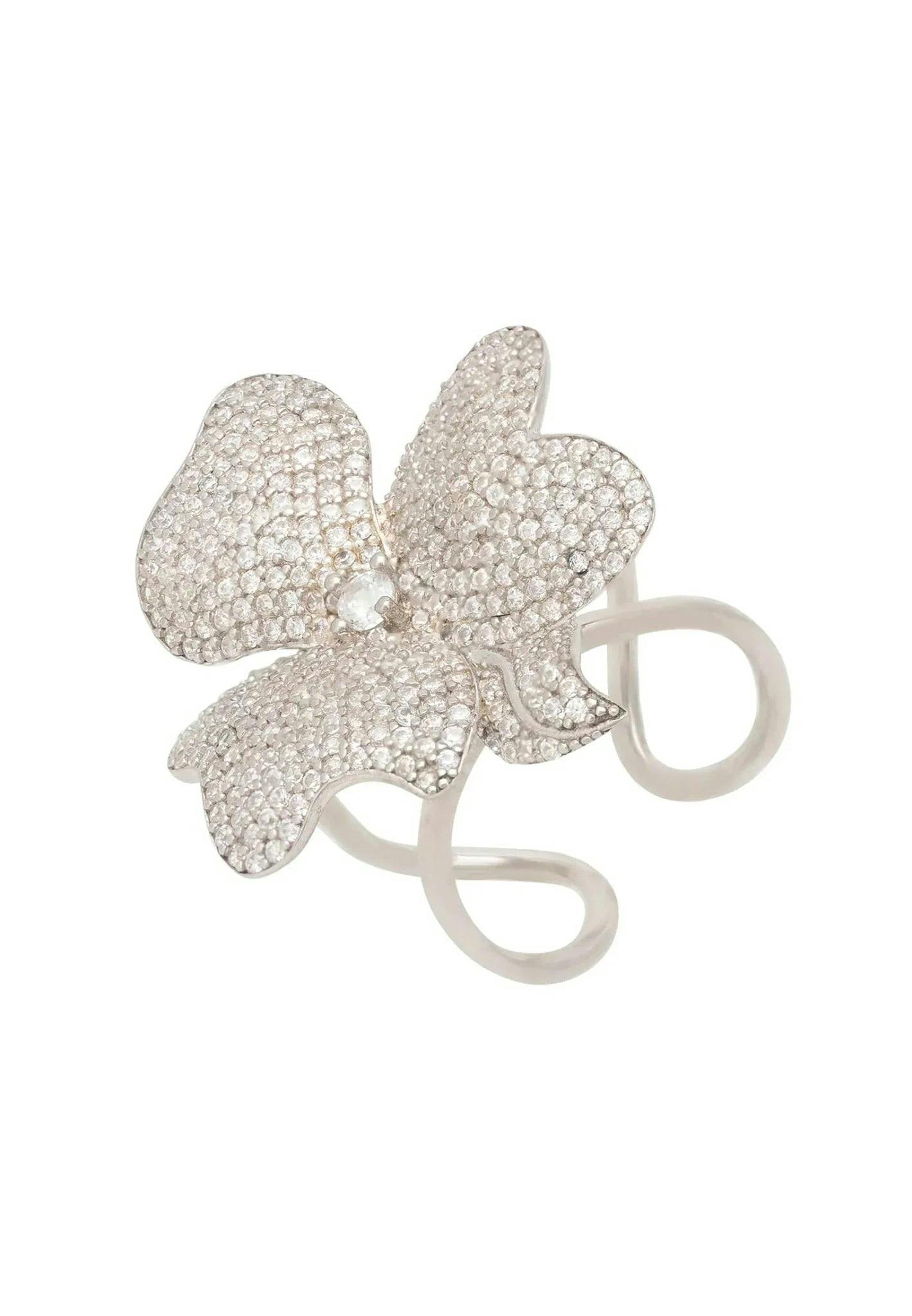 Latelita Silver Flower Cocktail Ring