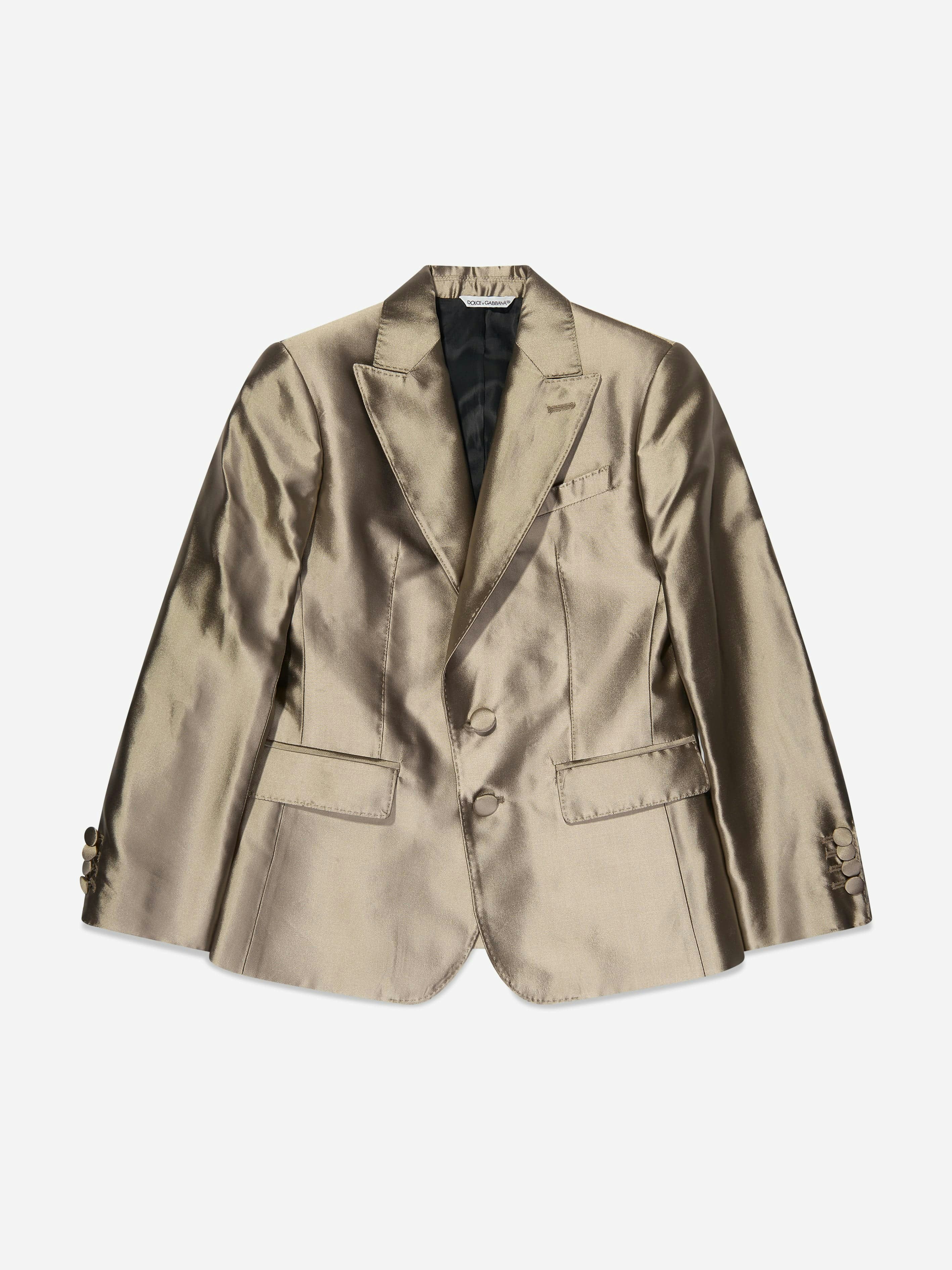 Dolce & Gabbana Kids Boys Gold Dolce & Gabbana Silk Blazer In - 8 Yrs