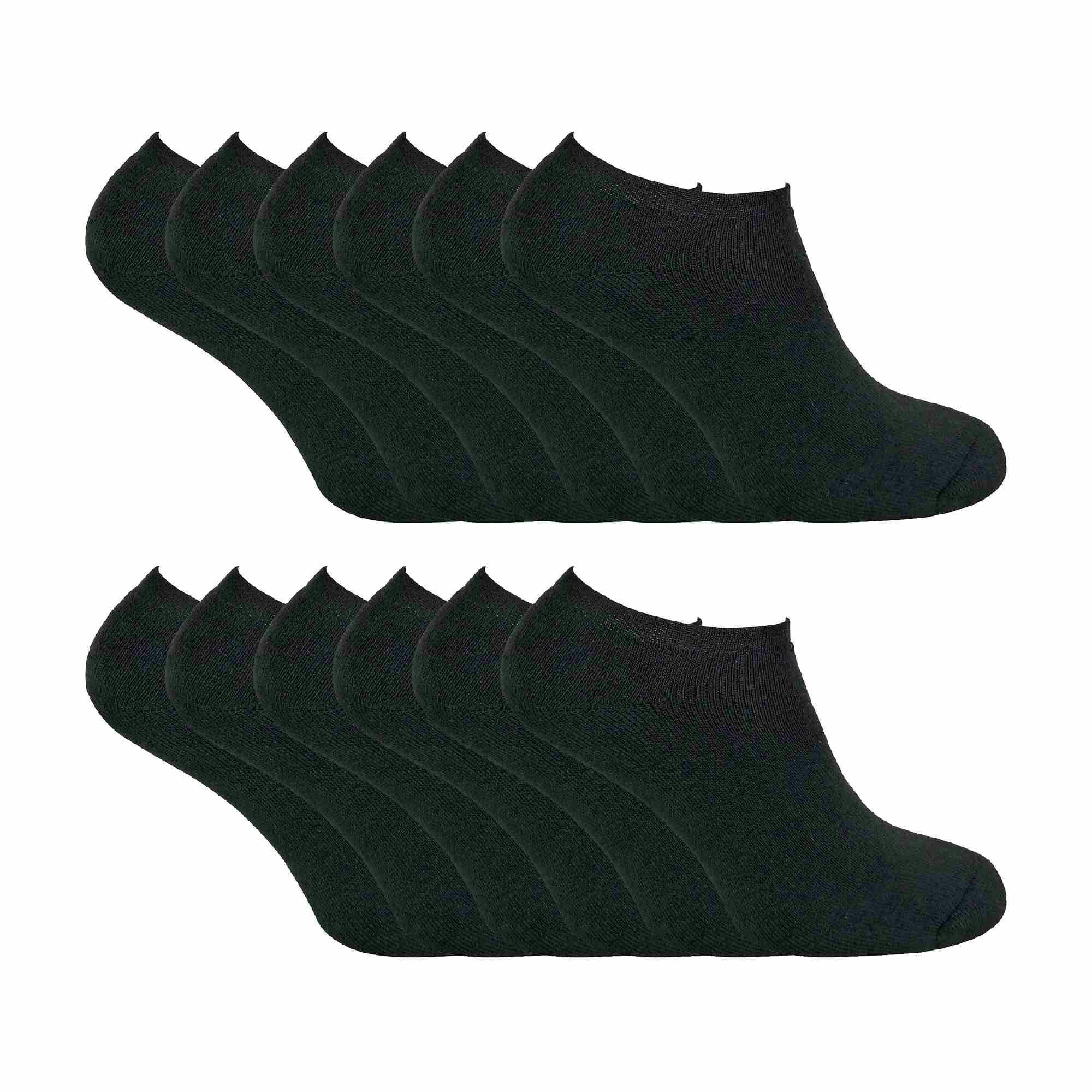 Sock Snob Men's Black 12 Pairs Thermal Winter Invisible Low Cut Trainer Socks - 6-11 Uk