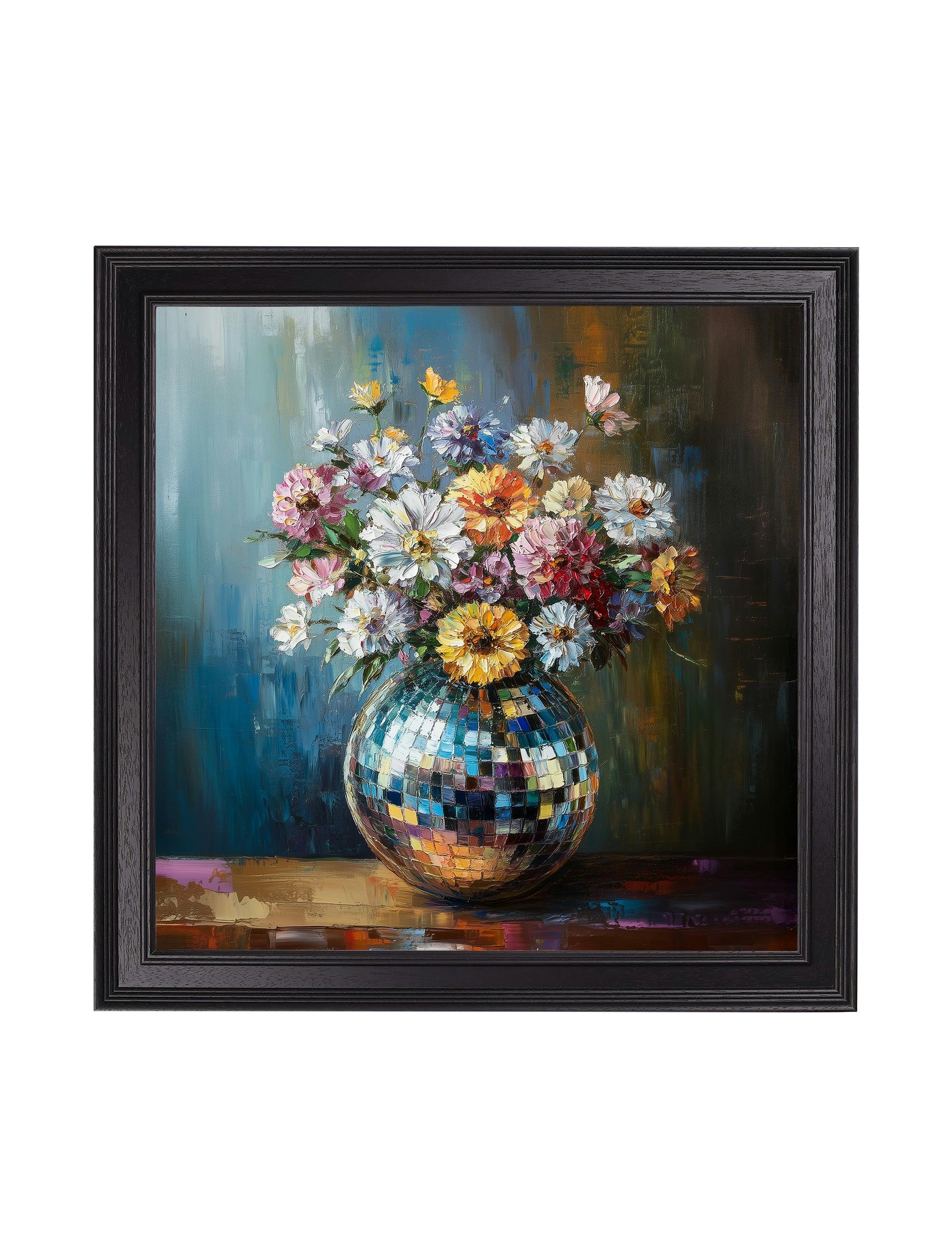 Rackhams Black Disco Bloom Wildflowers - Hurstwood Square Frame - Disco Wildflowers - 96 X 96Cm