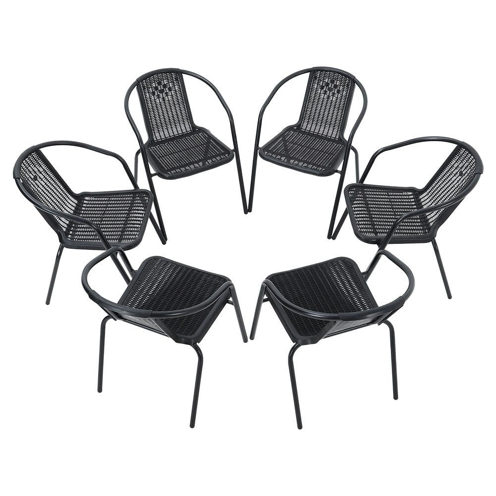 Rackhams Set Of 6 Stacking Patio Dining Side Chairs For All Weather Outdoor Bistro Garden