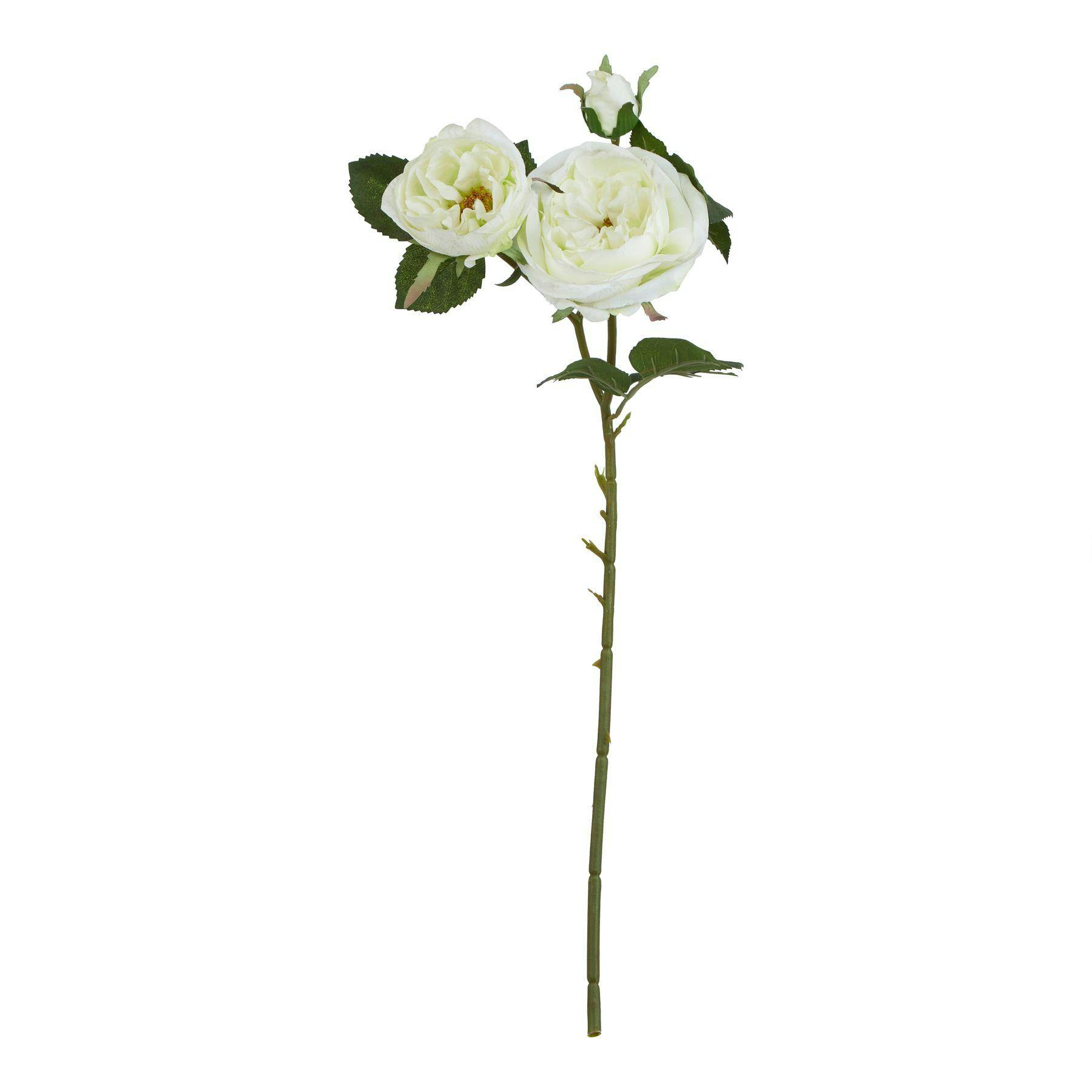 Hill Interiors White The Natural Garden Collection Rose Artificial Flower - One Size