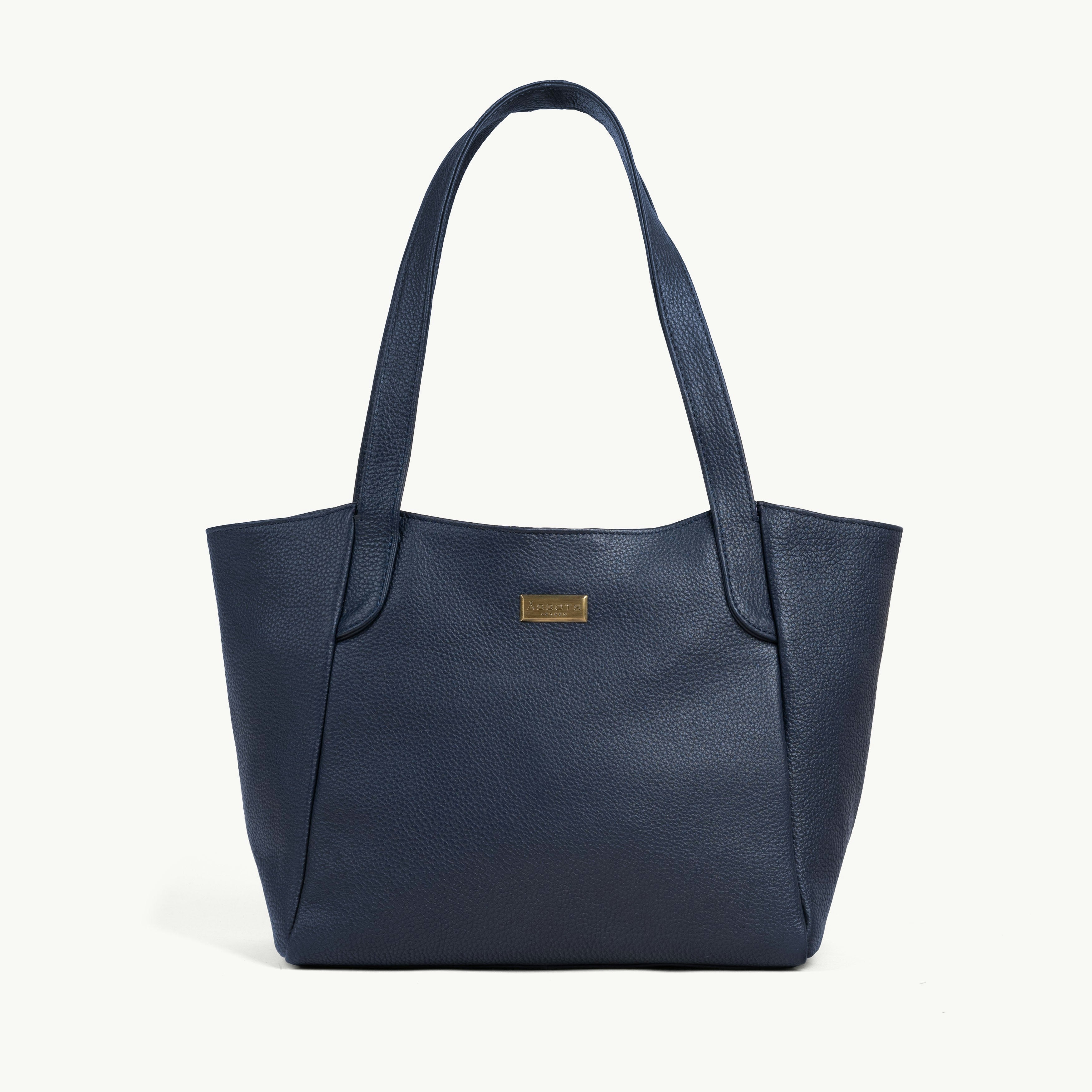 Assots London Grain 'Urban Tote' Navy Pebble Real Leather Work Tote Bag 41Cm