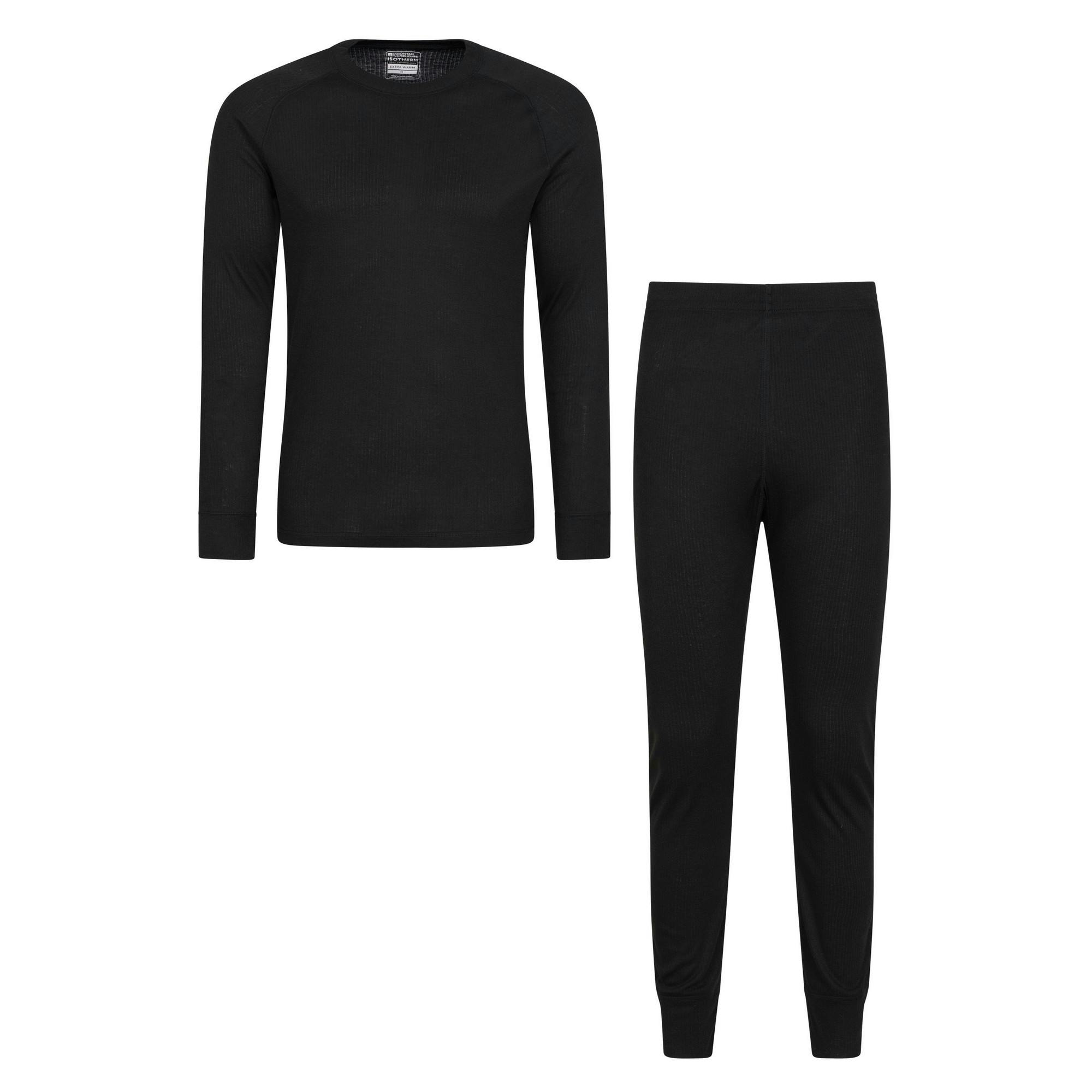 Mountain Warehouse Men's Black Talus Thermal Base Layer Set - 3XL - 100% Polyester