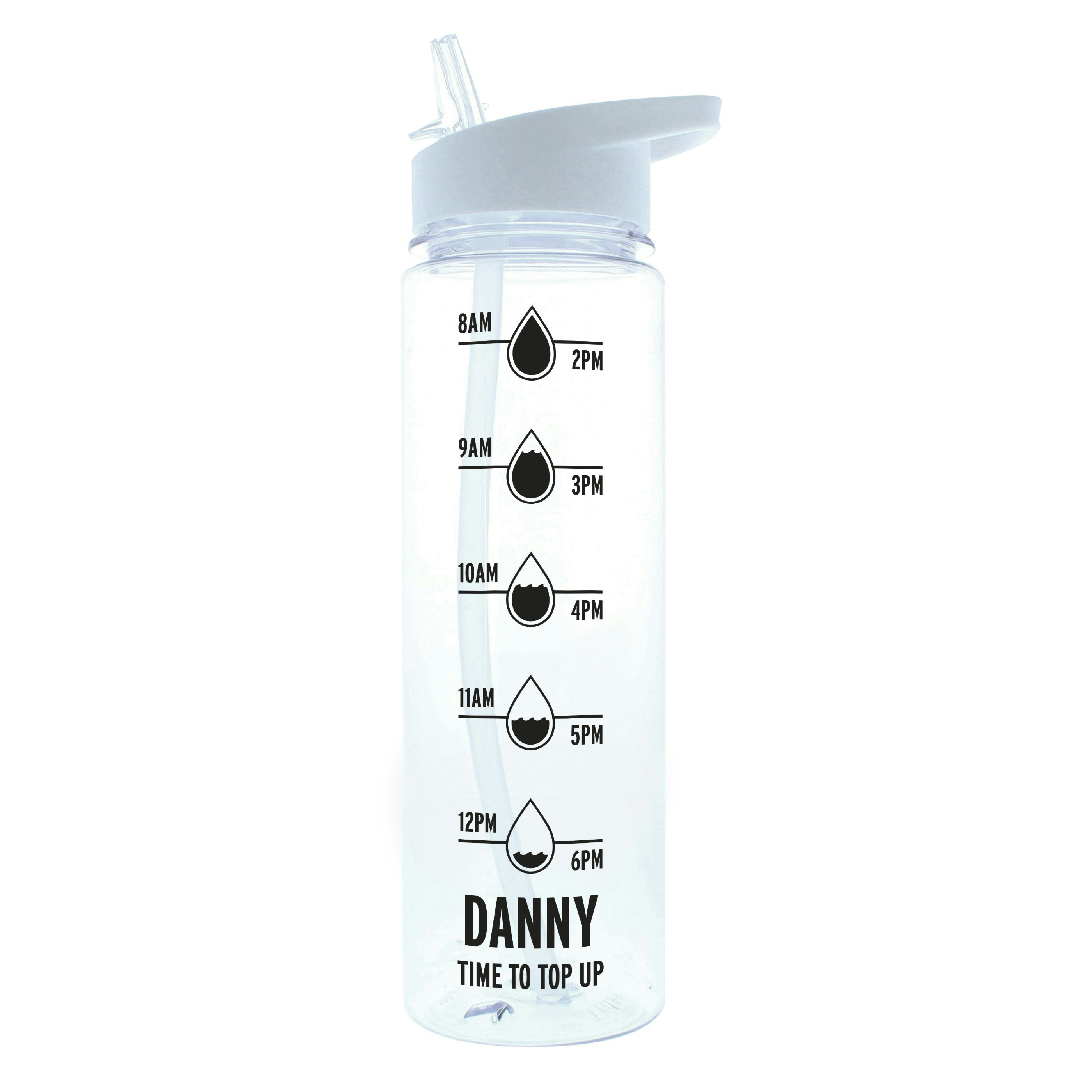 Rackhams Black Personalised 'Hydration Tracker' Water Bottle