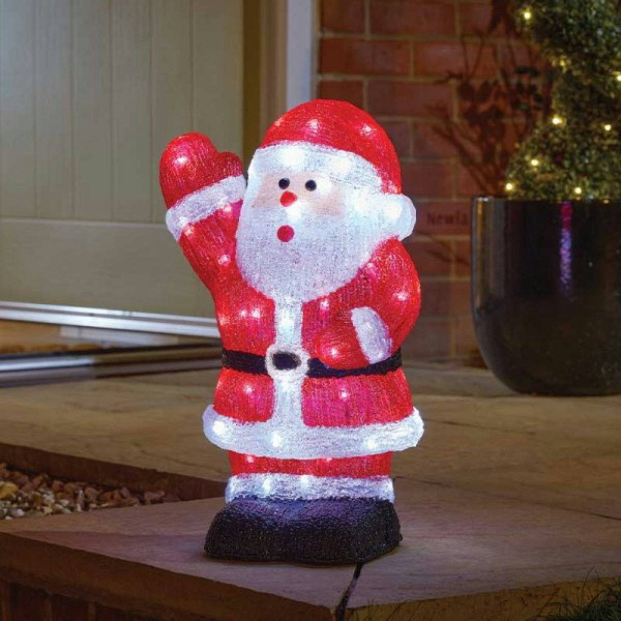 Rackhams Light Battery Operated Led Up Acrylic Christmas Santa Decoration 44Cm