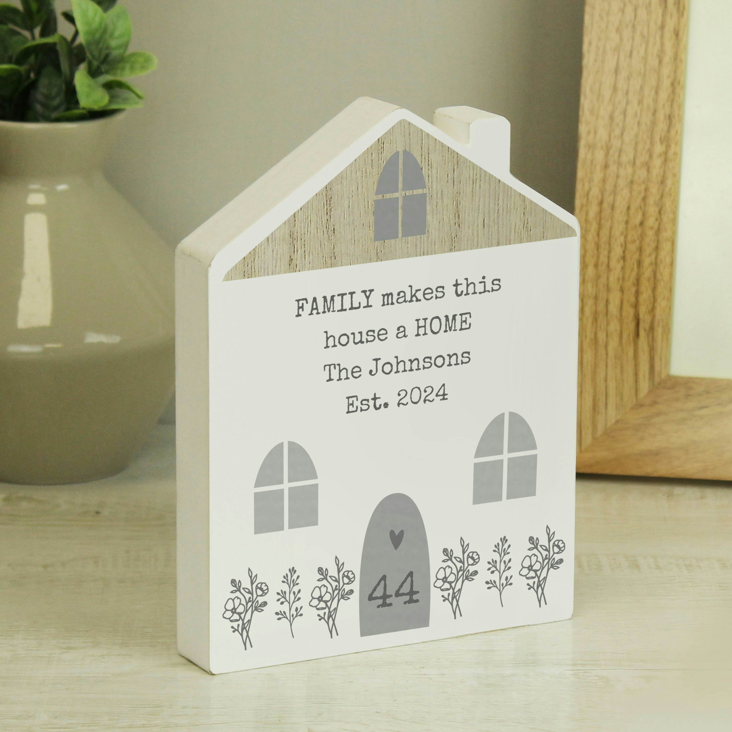 Personalised Memento Company Grey Personalised Wooden House Ornament