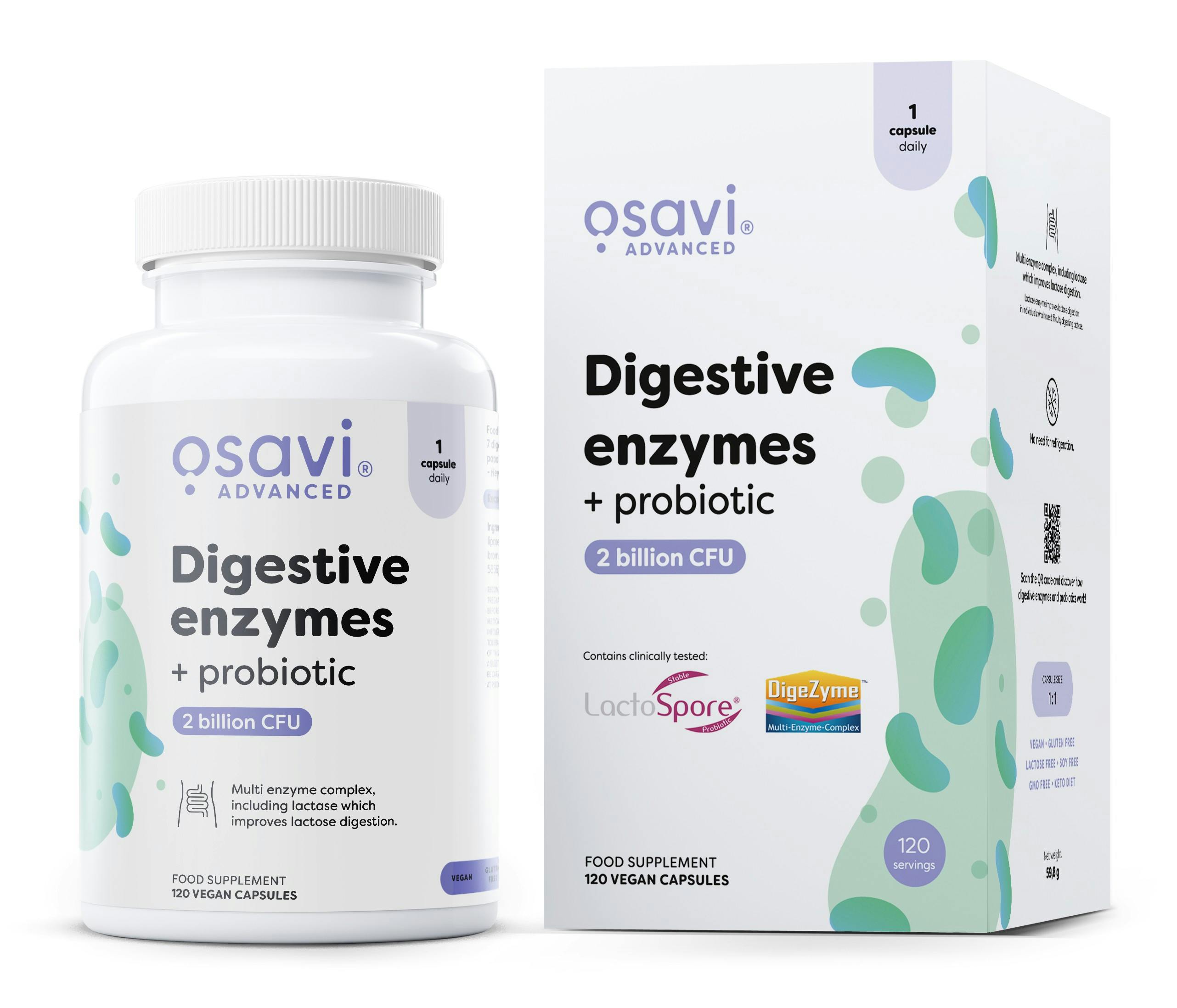 Osavi Digestive enzymes + probiotic - 120 vegan caps - Image 4