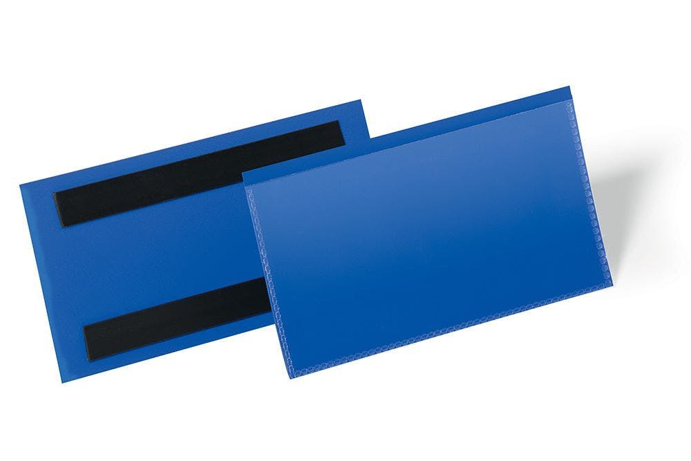 Rackhams Blue Magnetic Ticket Holder Document Pockets | 50 Pack | 150 X 67Mm |