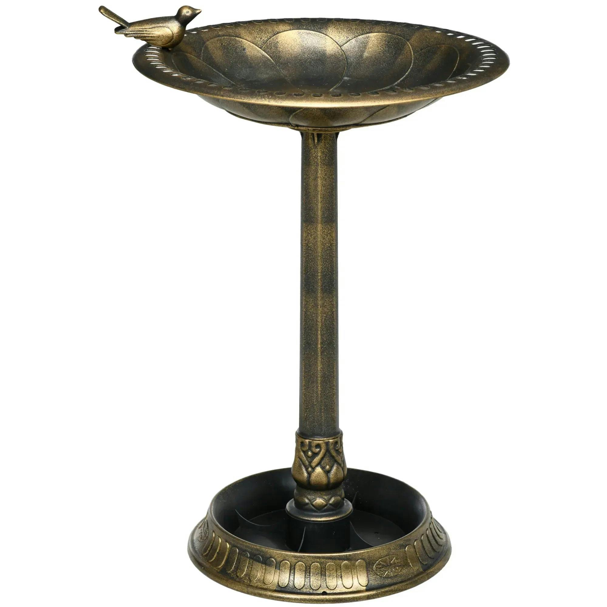 Bobobiy Bronze 72Cm Tall Antique Bird Bath For Garden, Vintage Style Birdbath With Bird Decoration And Flower Planter Base, Bird Bath Bowl For Outdoor, Tone - Tone