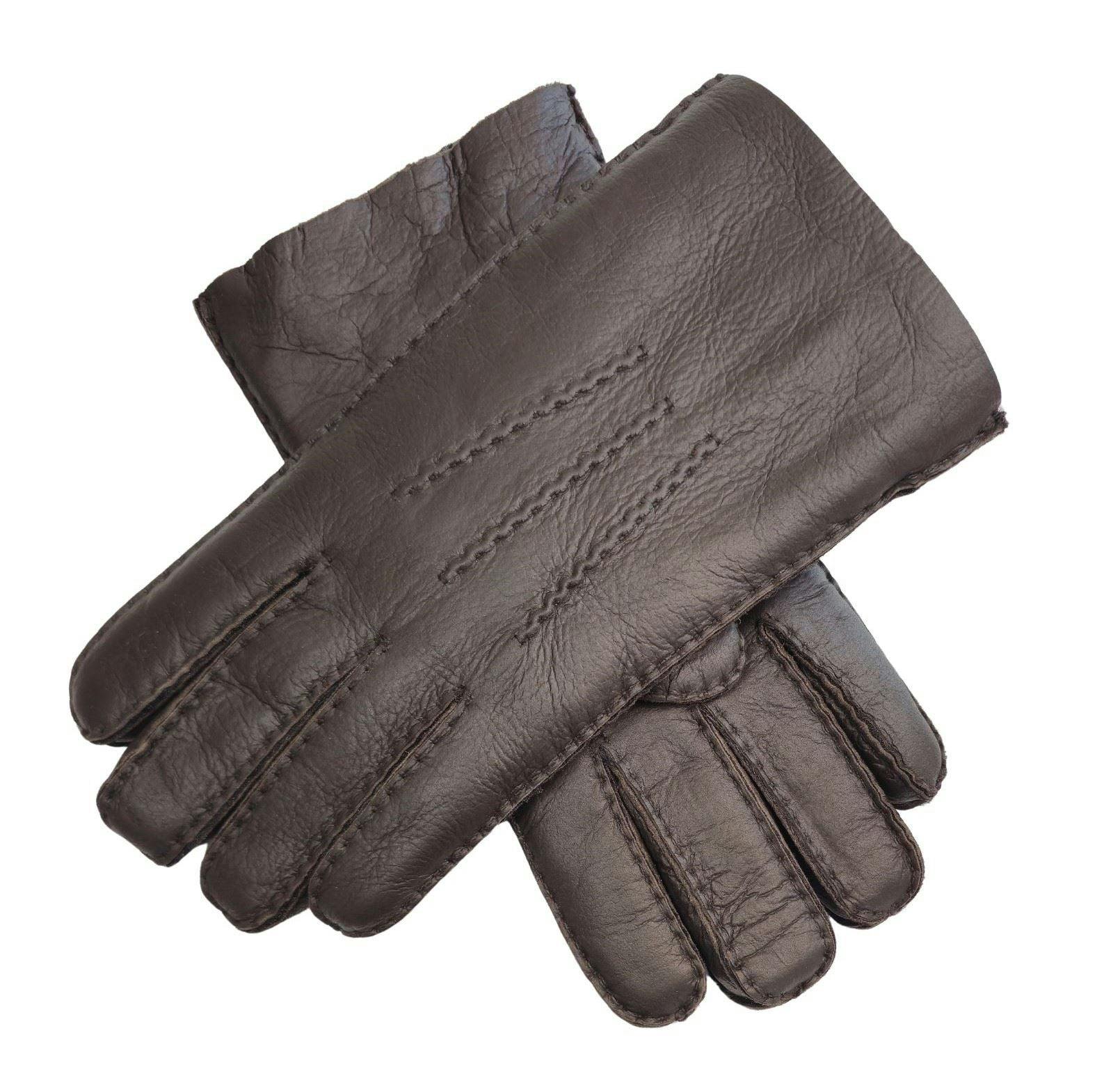 Infinity Leather Men's Brown Luxury Sheepskin Leather Gloves - S