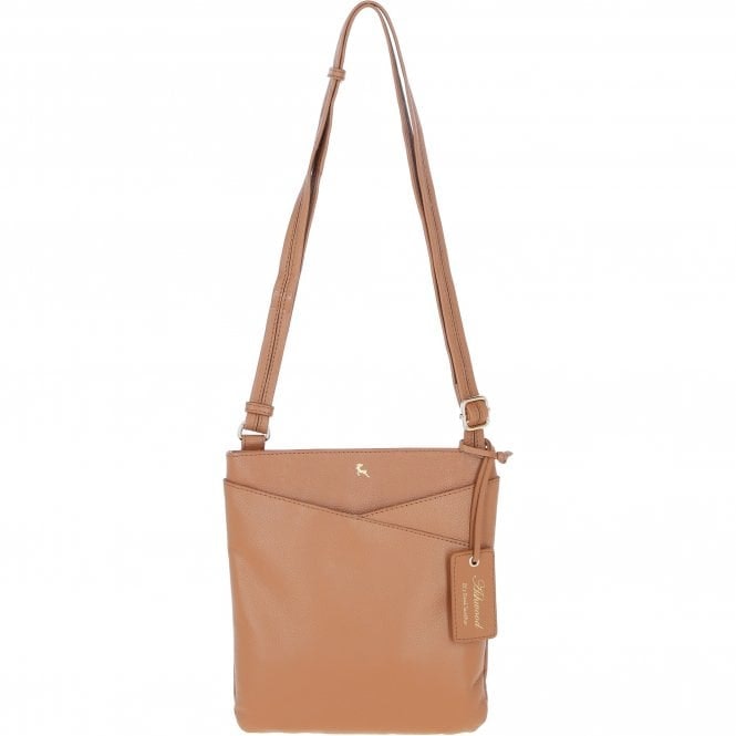 Ashwood Women's Brown Real Leather Zip Top Cross Body Bag: Curve - Butterscotch - Leather