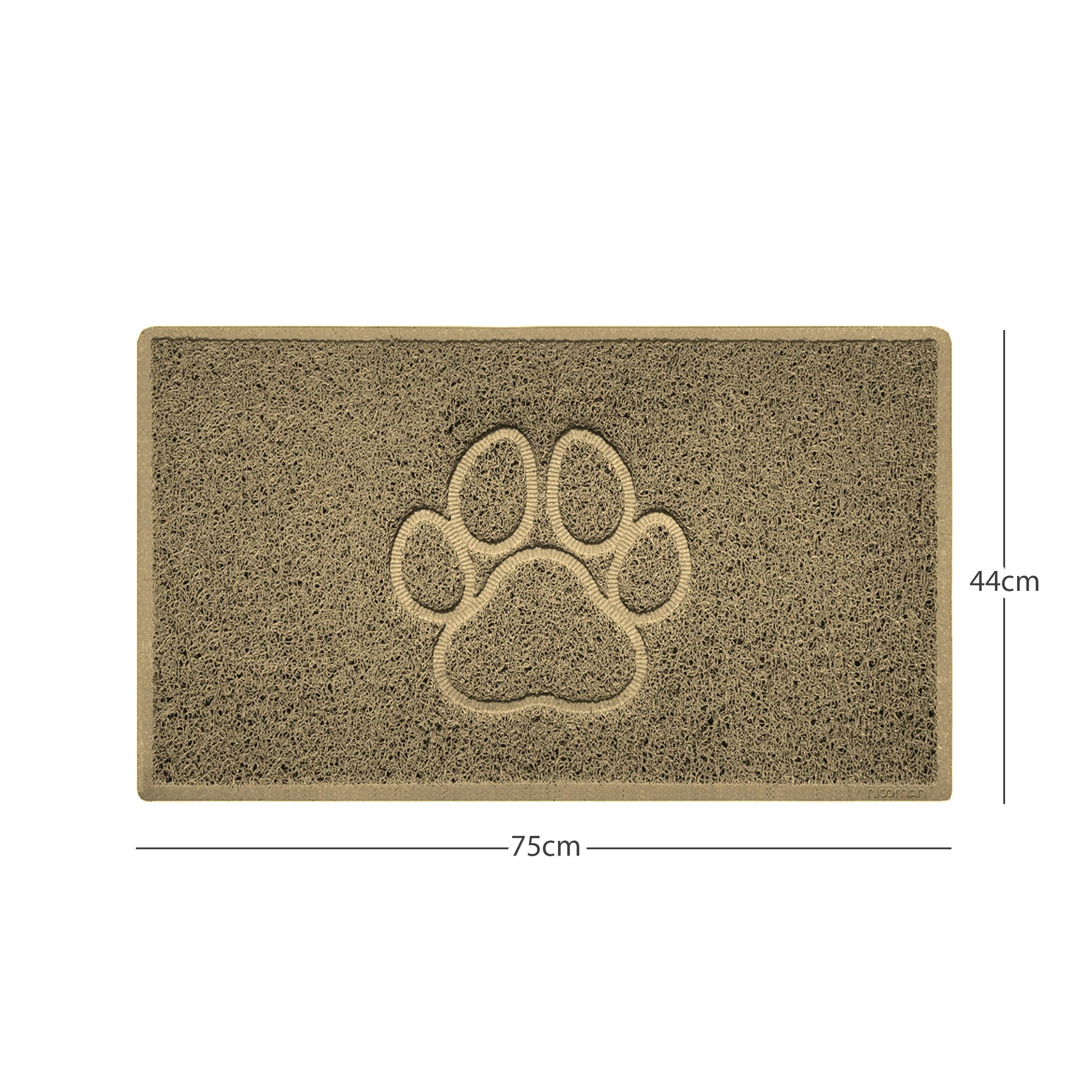 Rackhams Beige "Paw Print" Embossed Loofah Textured Spaghetti Door Mat - 75Cm X 44Cm - Yes (Suitable For Indoors)